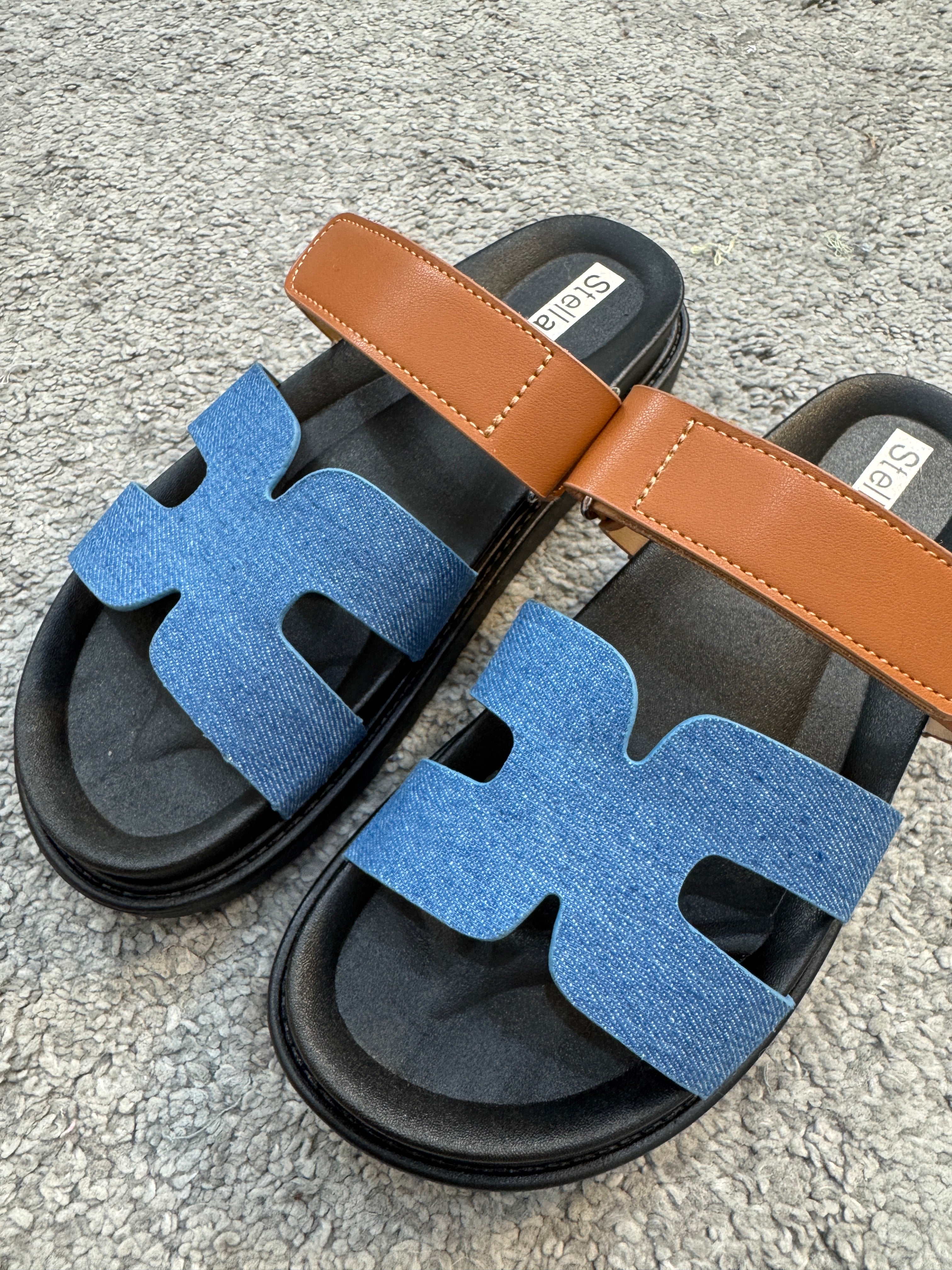 Sandalo bicolor denim