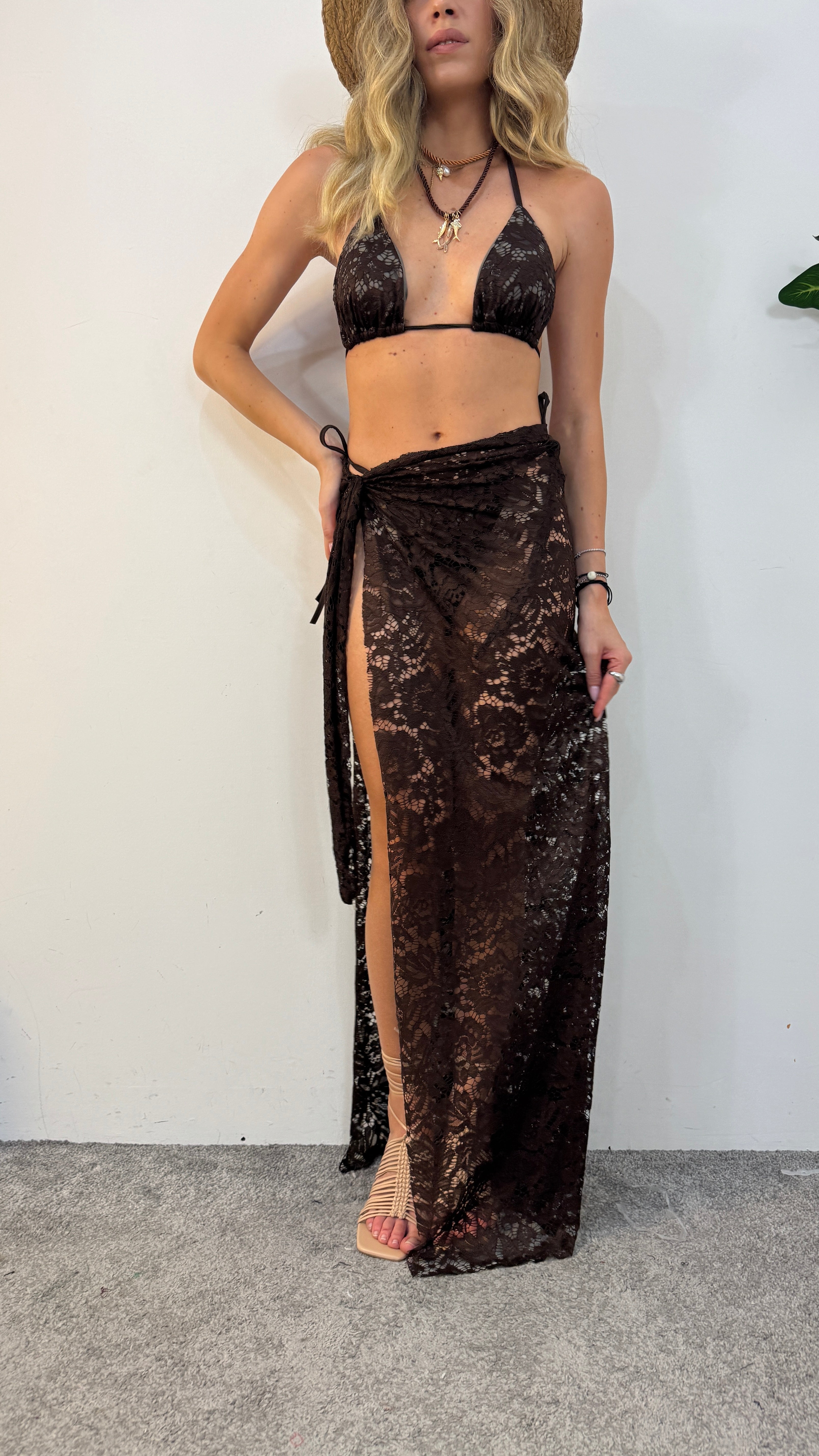 Set bikini+maxi gonna ricamo