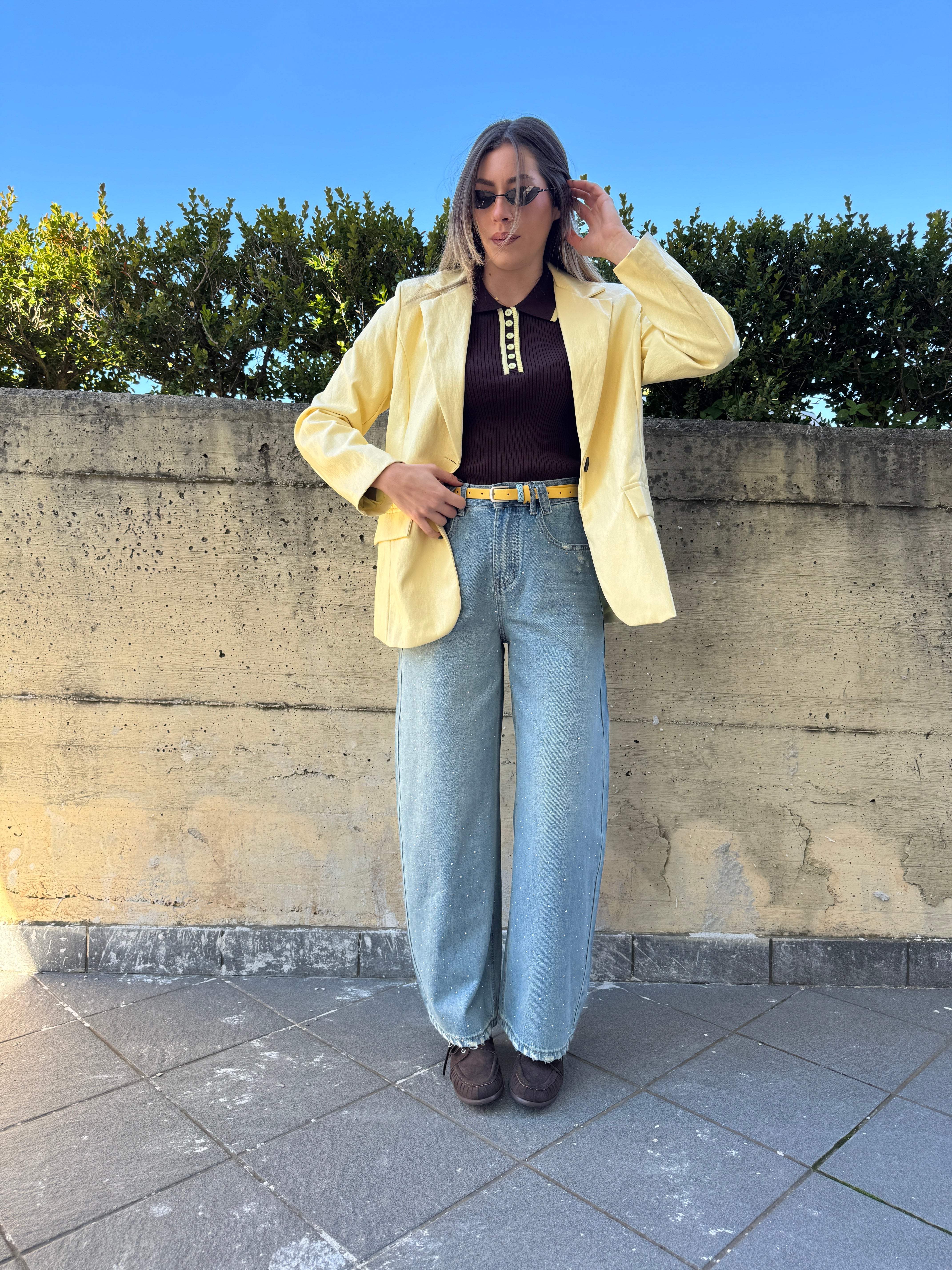 Jeans cintura gialla