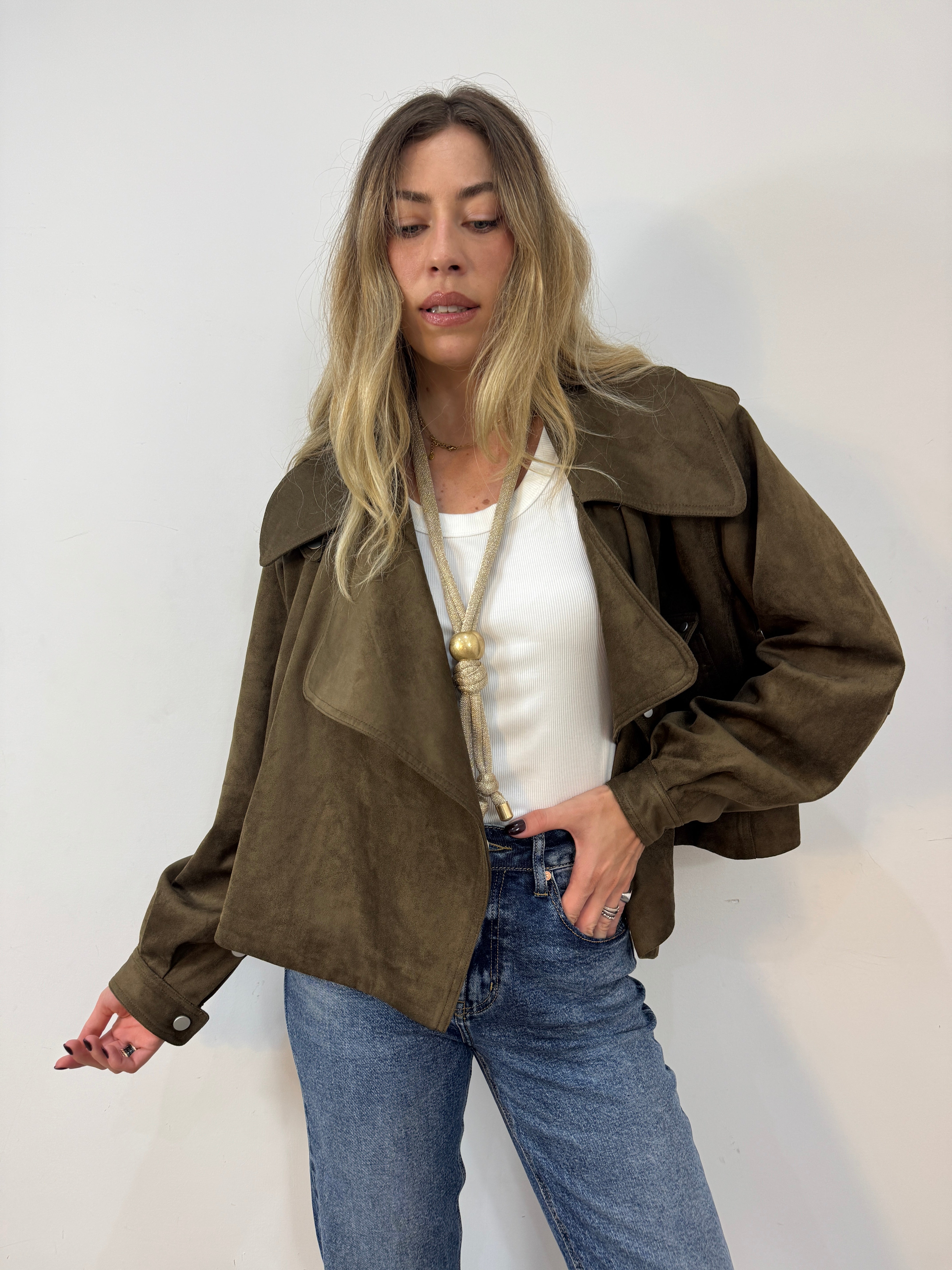 Trench crop scamosciato
