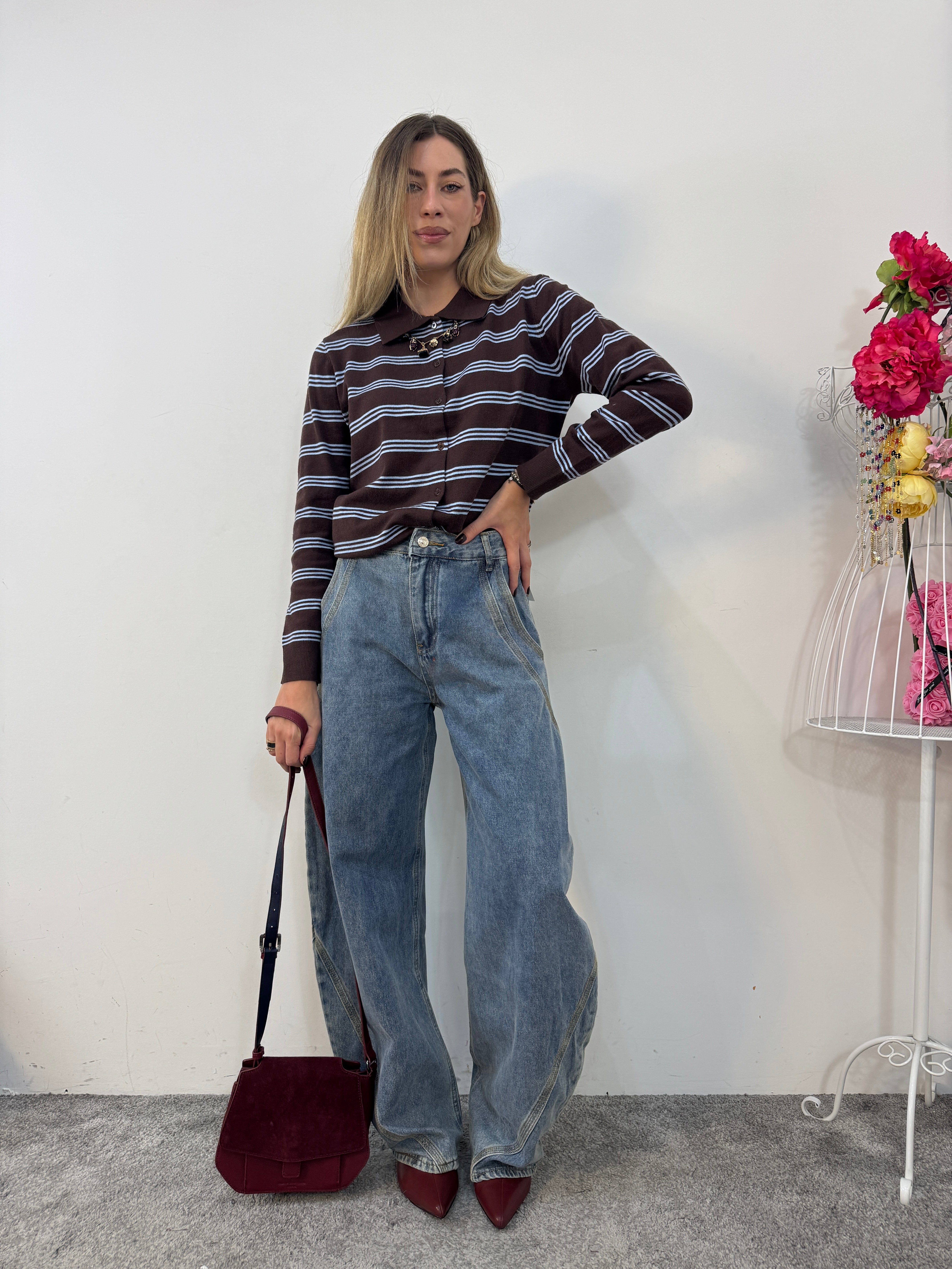 Cardigan righino azzurro