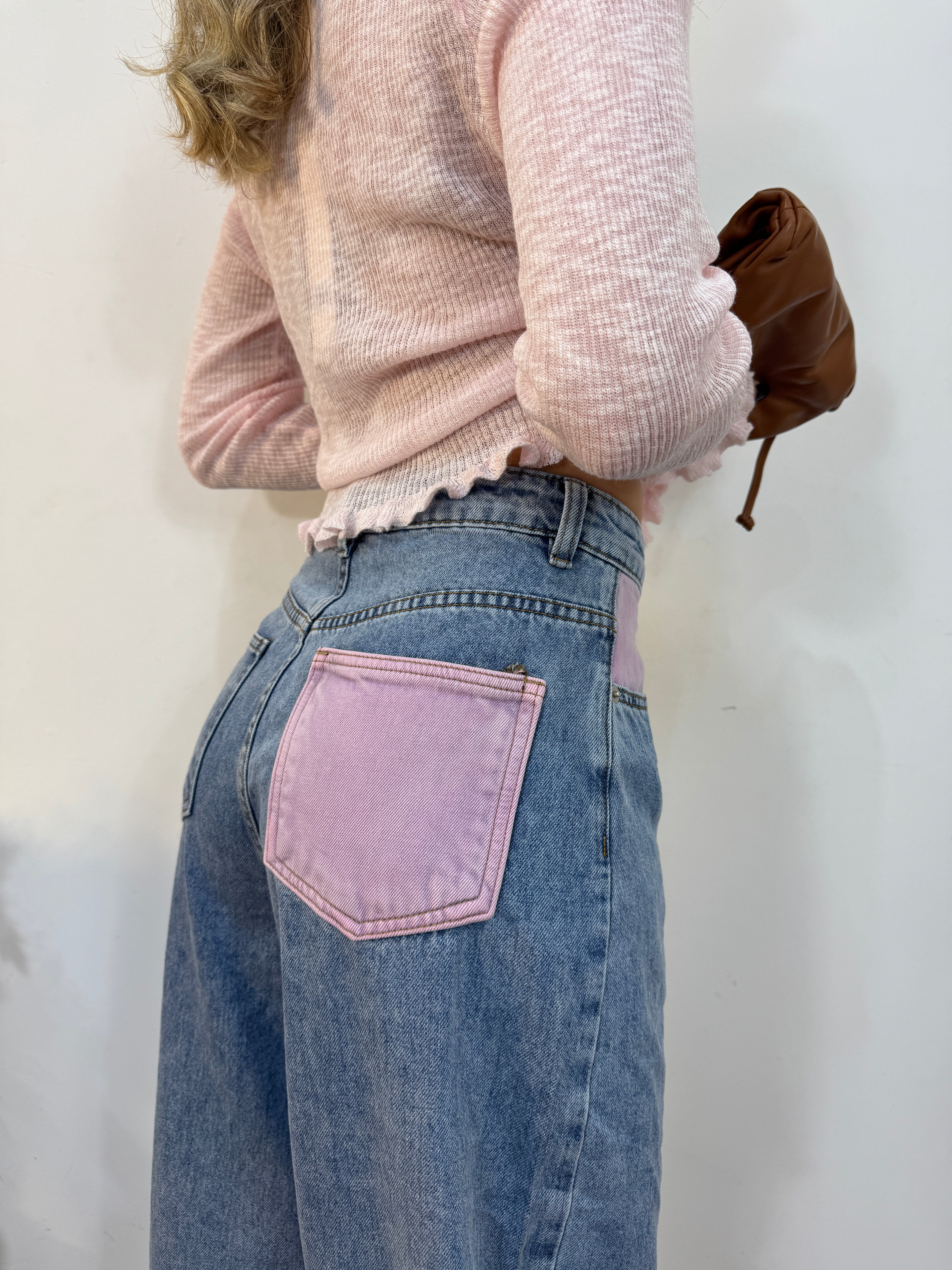 Jeans tasca rosa