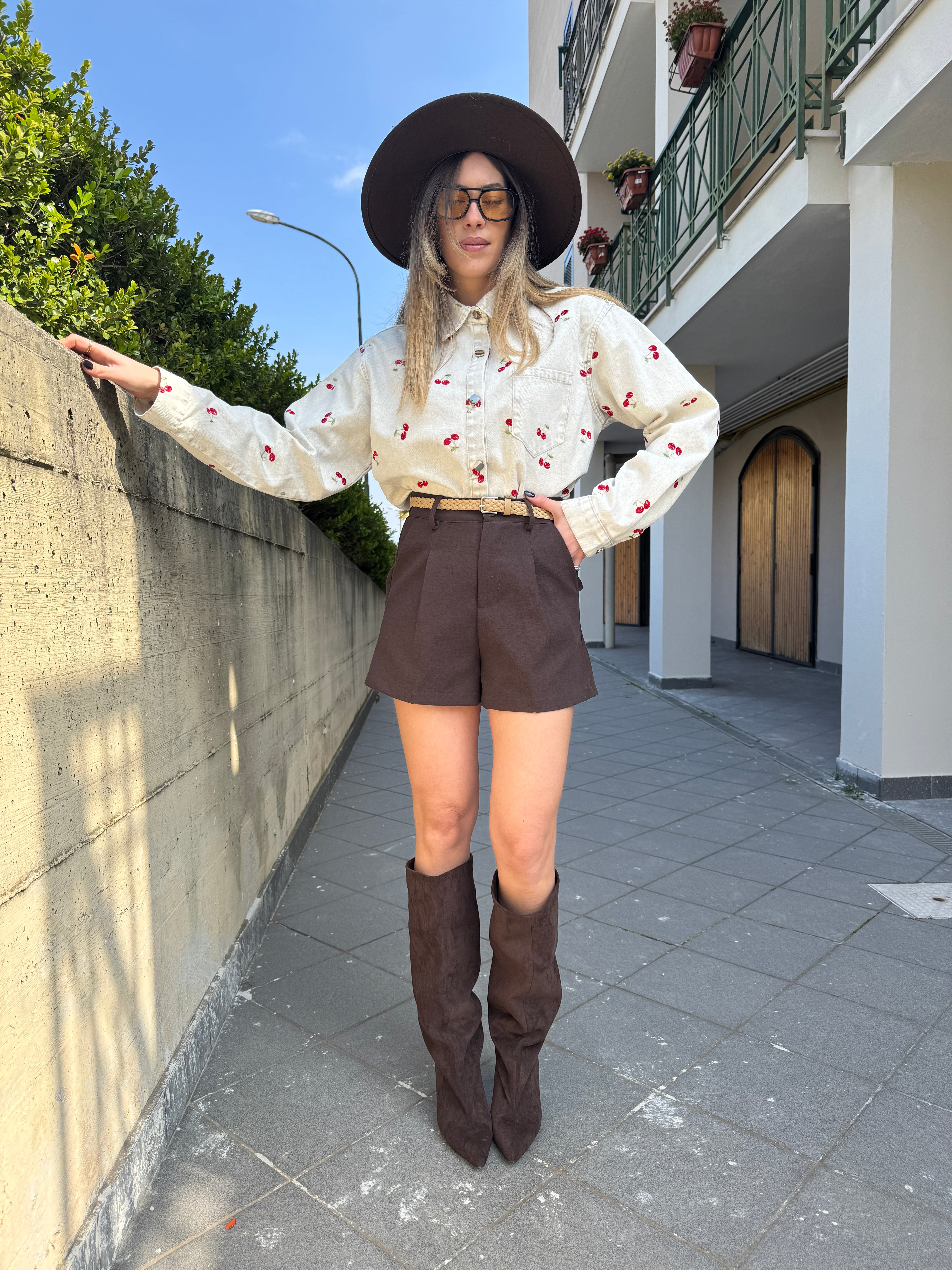 Camicia denim ciliegina