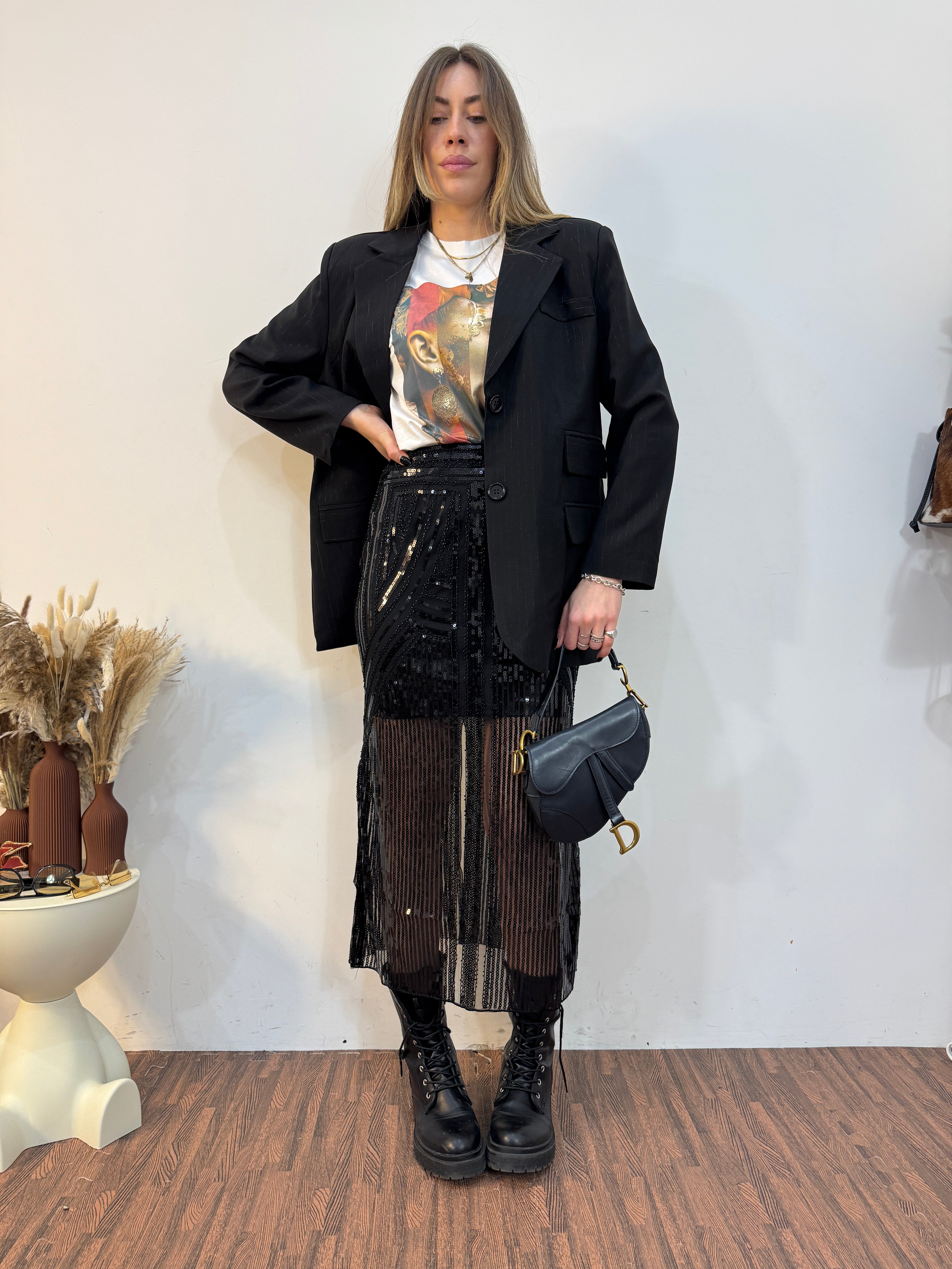 Giacca gessato lurex