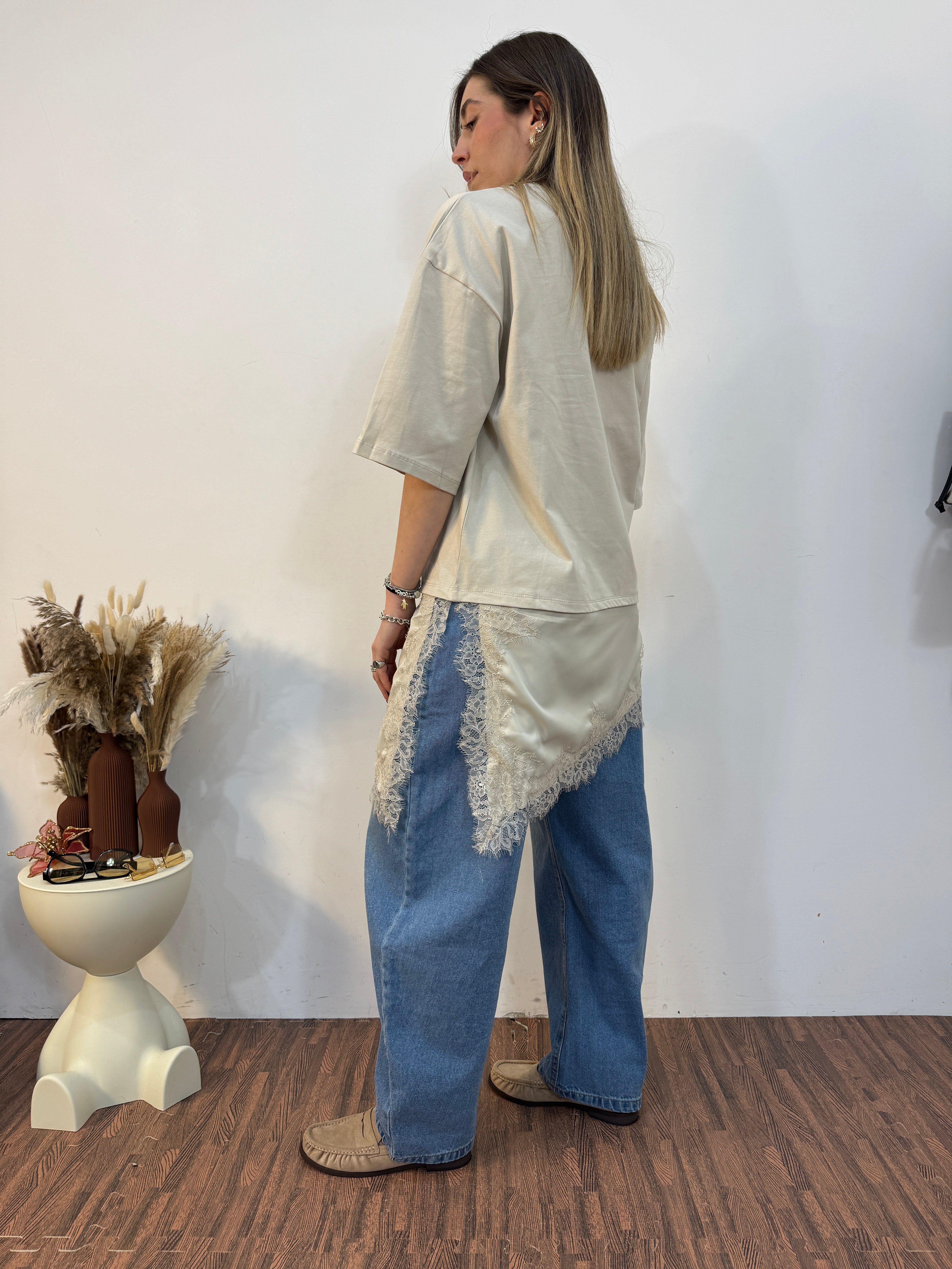 Maxi-shirt con pizzo