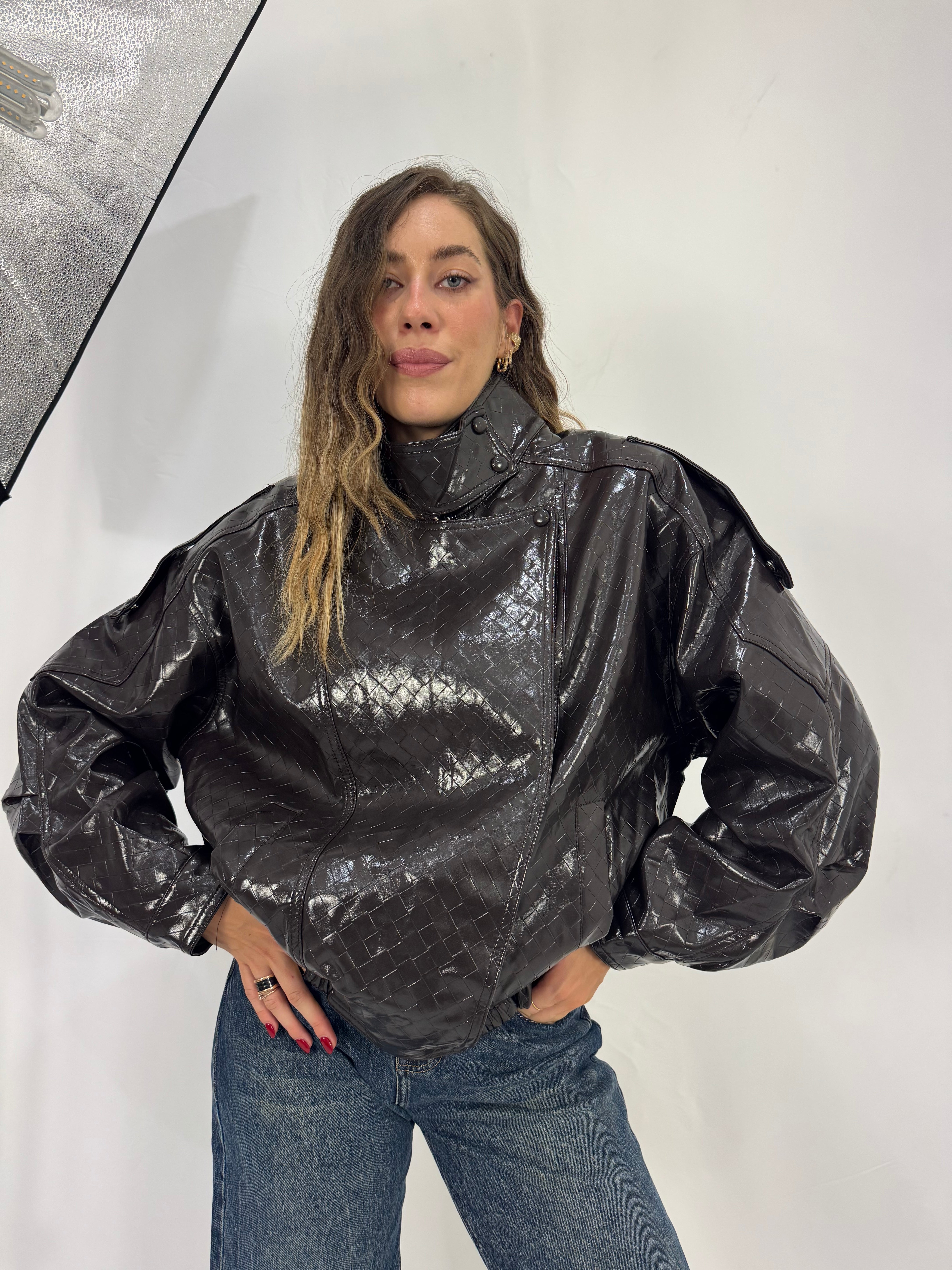 Bomber vernice marrone