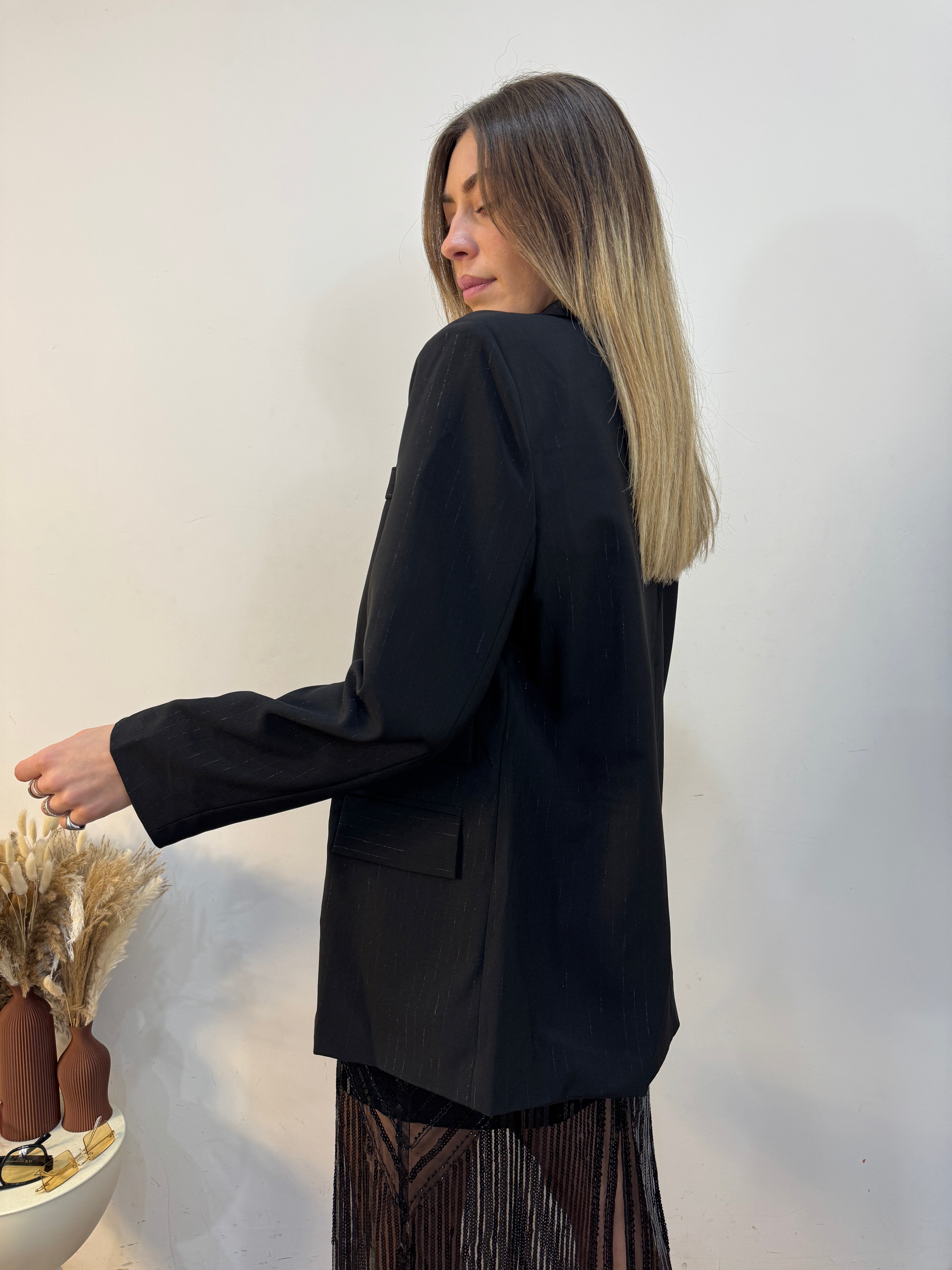 Giacca gessato lurex