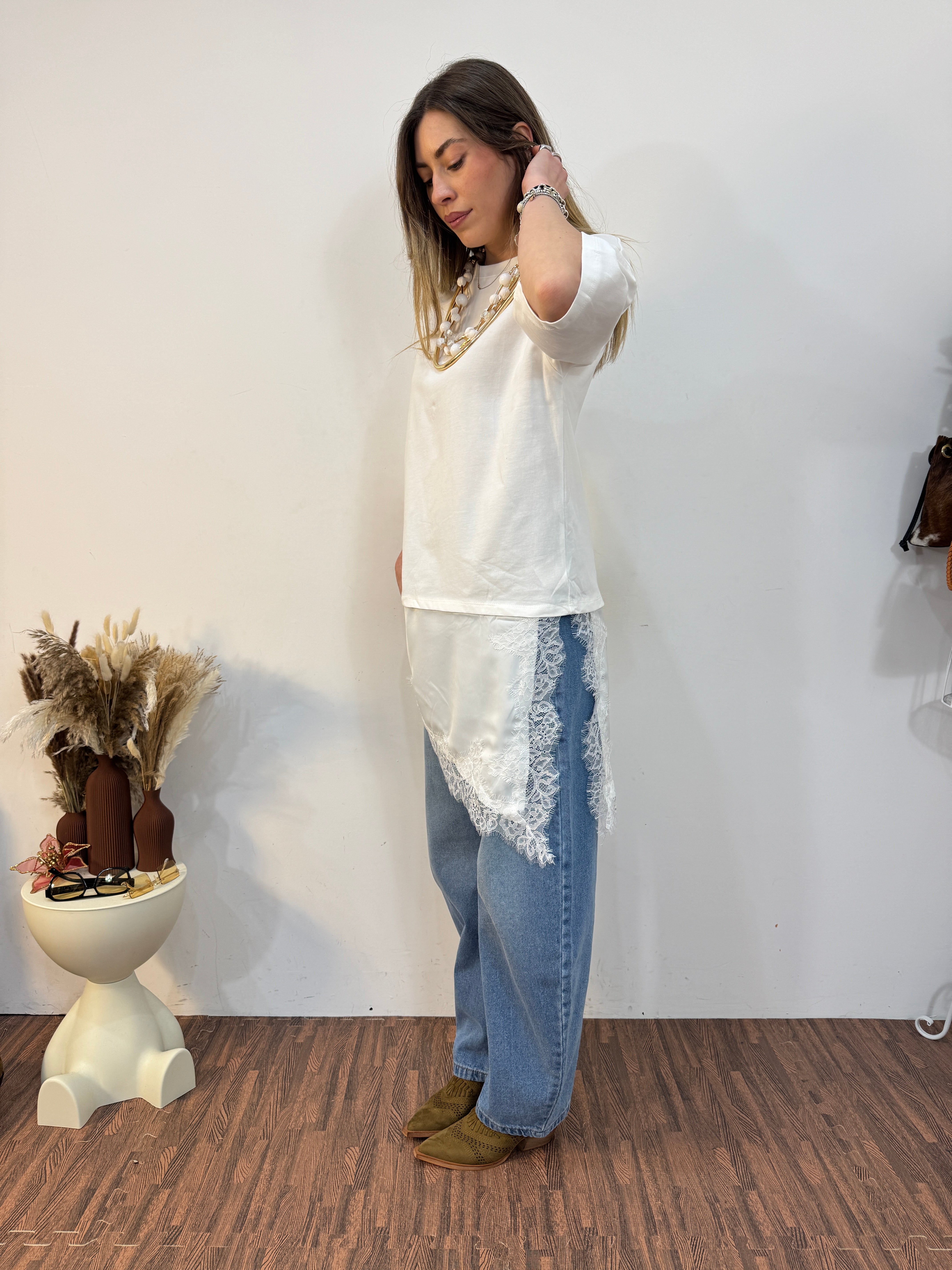 Maxi-shirt con pizzo