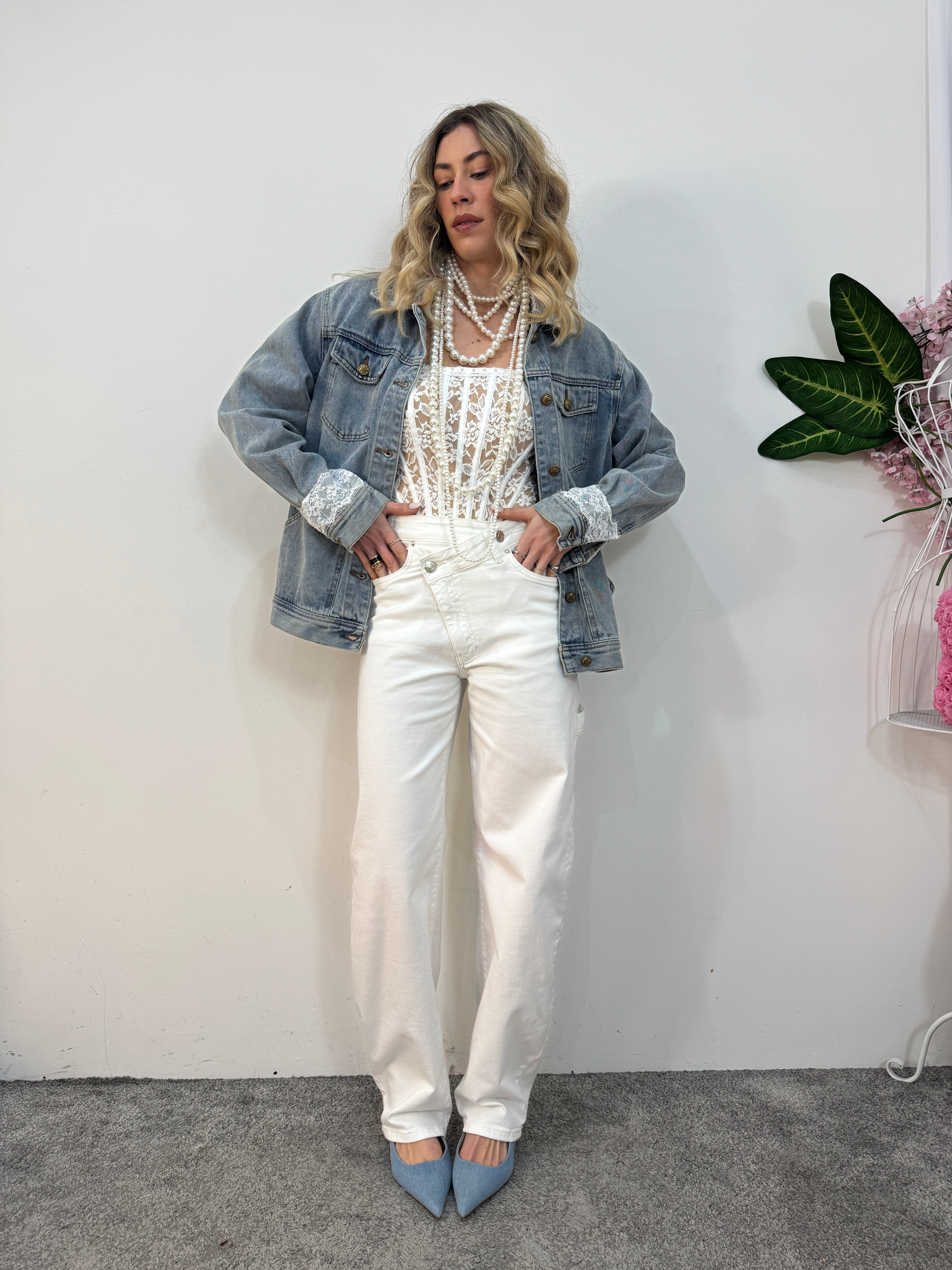 Jeans ballon white
