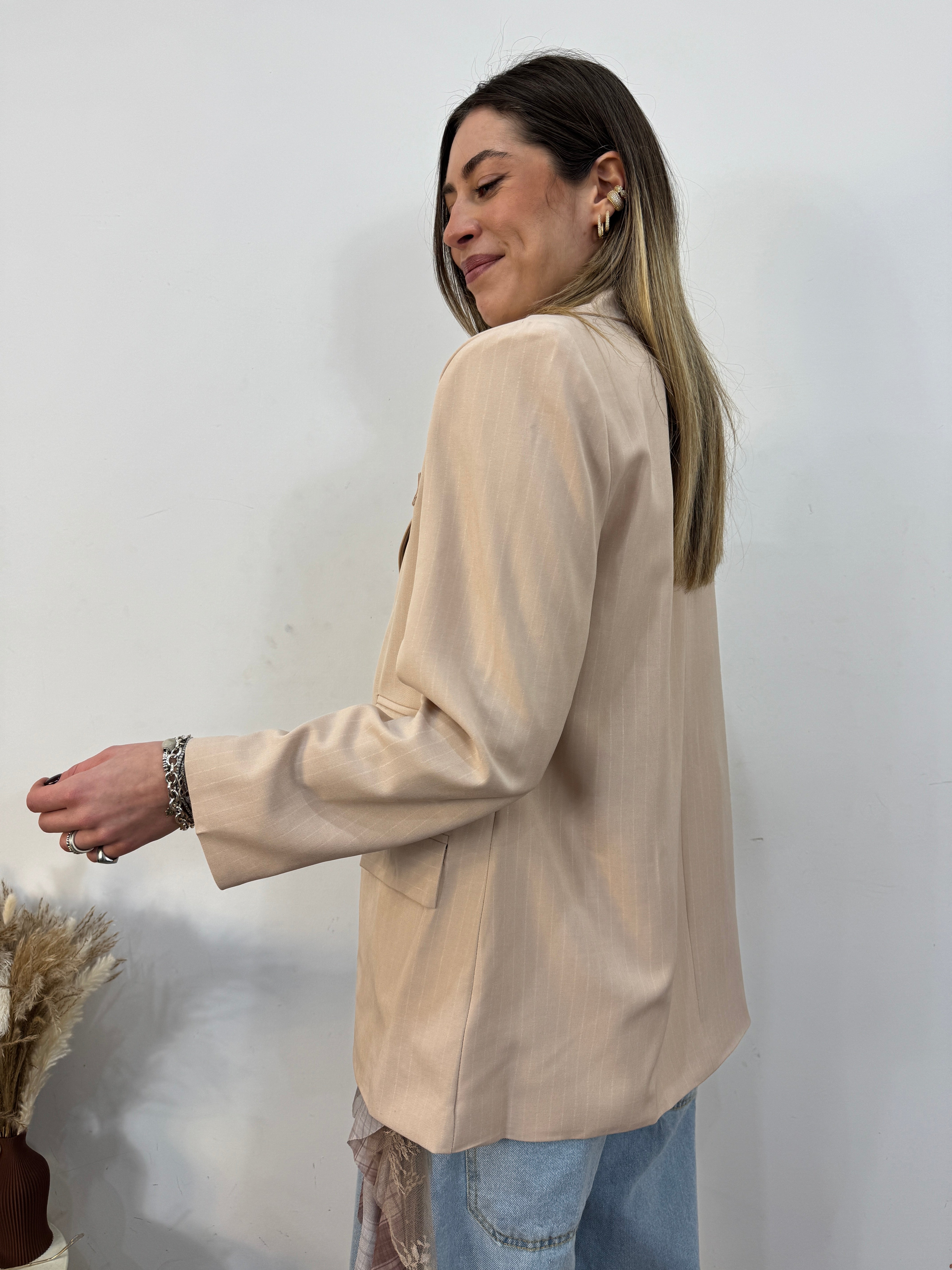 Giacca gessato lurex
