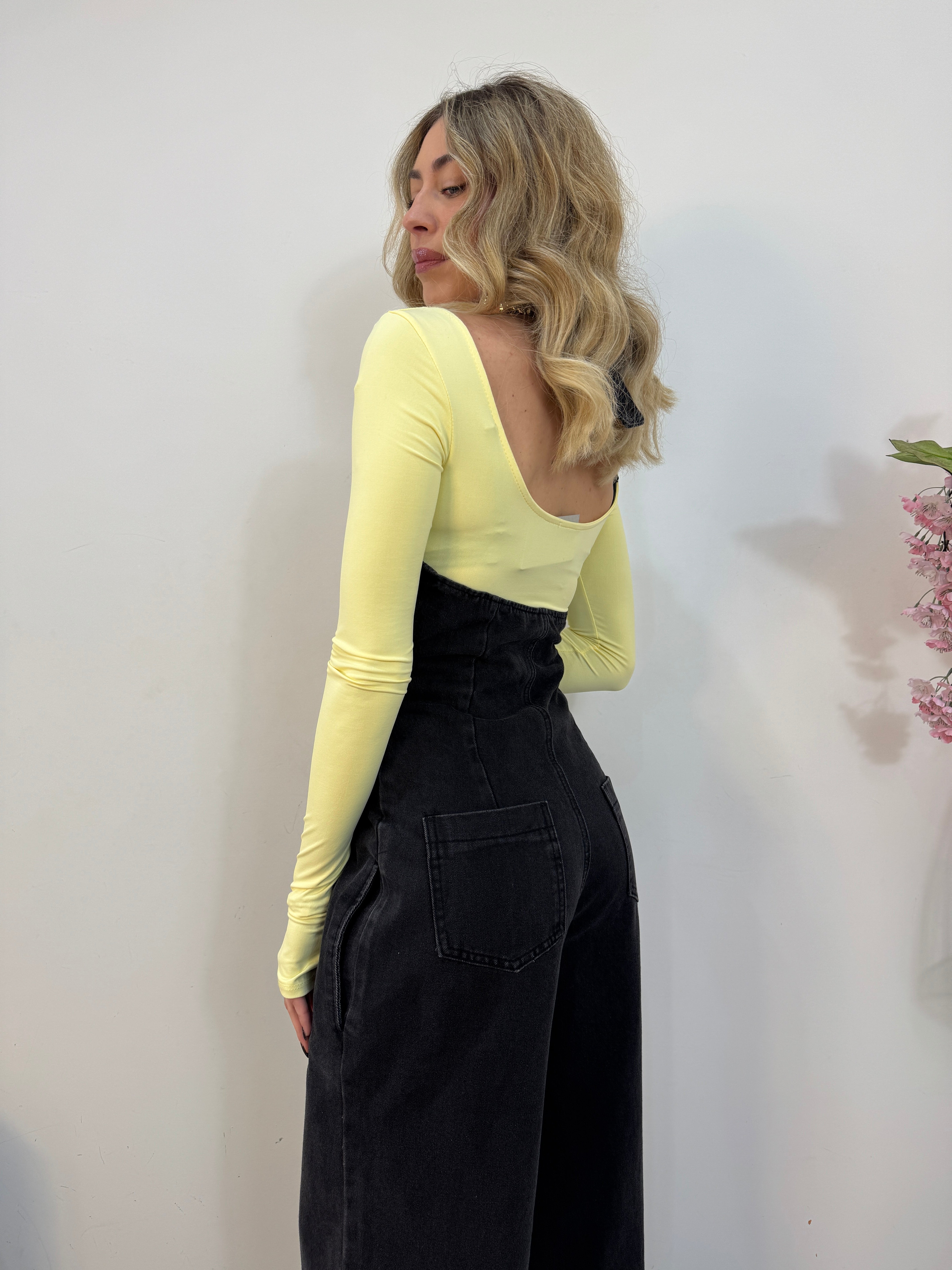 Tuta denim con zip