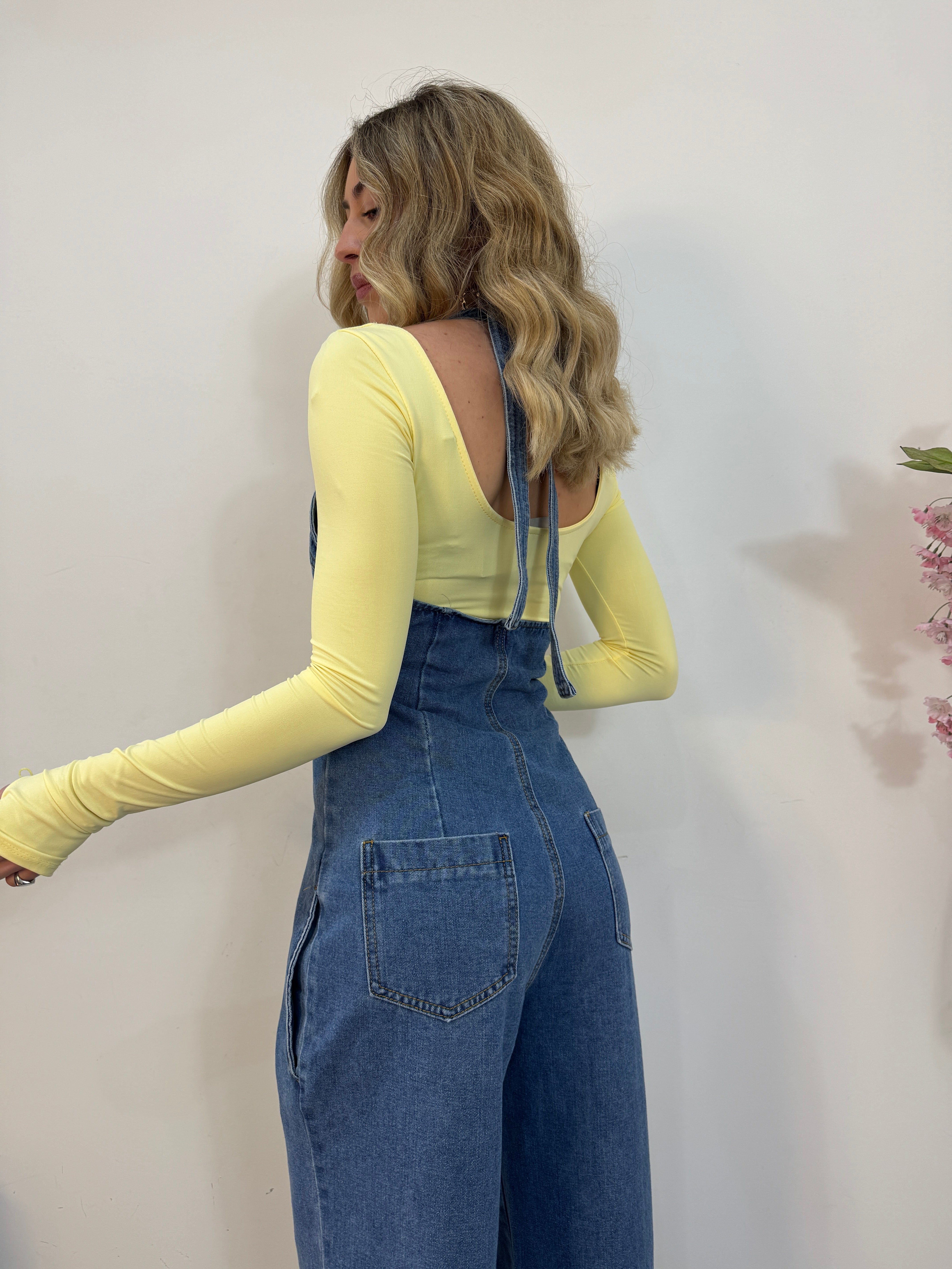 Tuta denim con zip