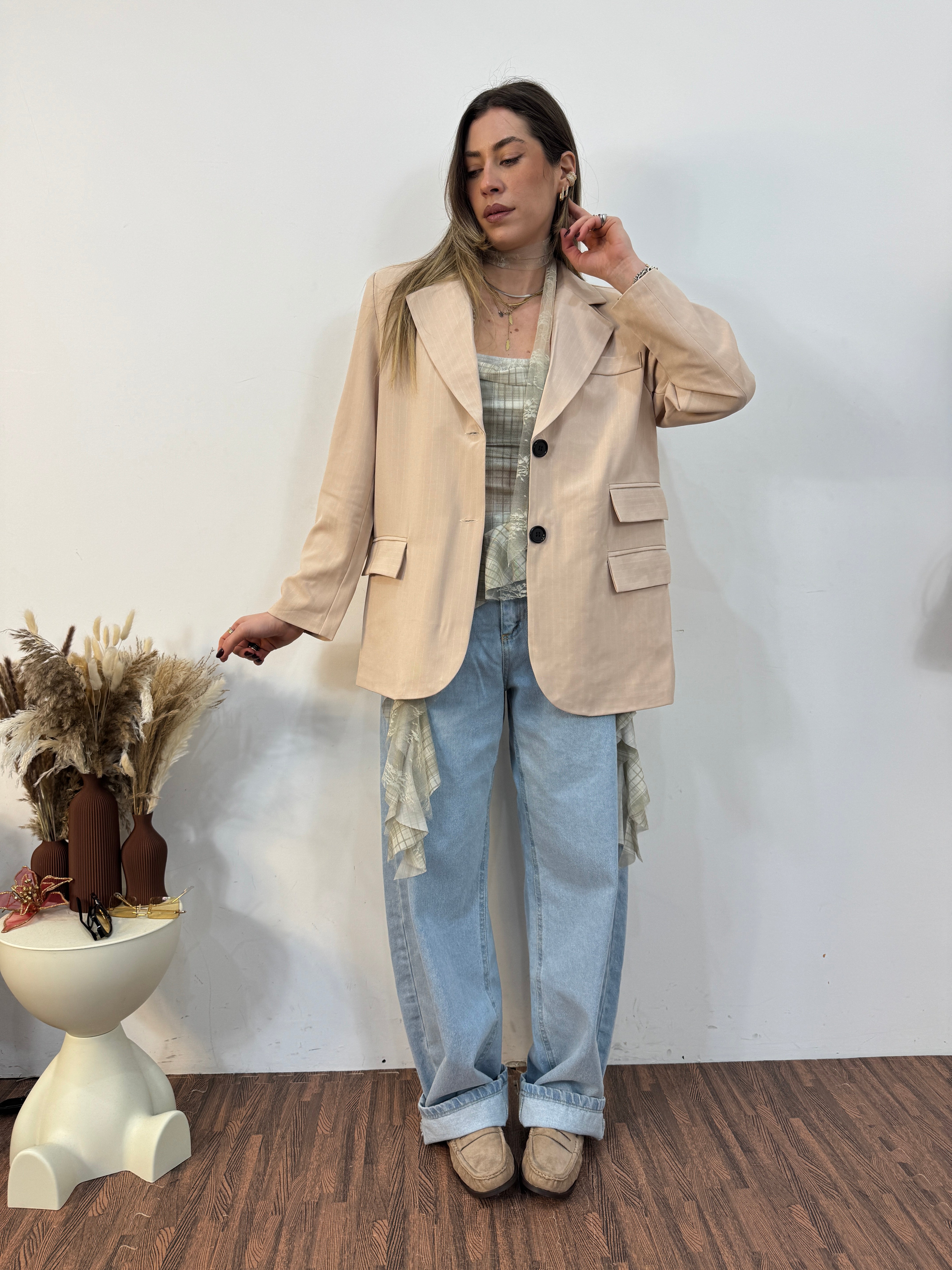 Giacca gessato lurex