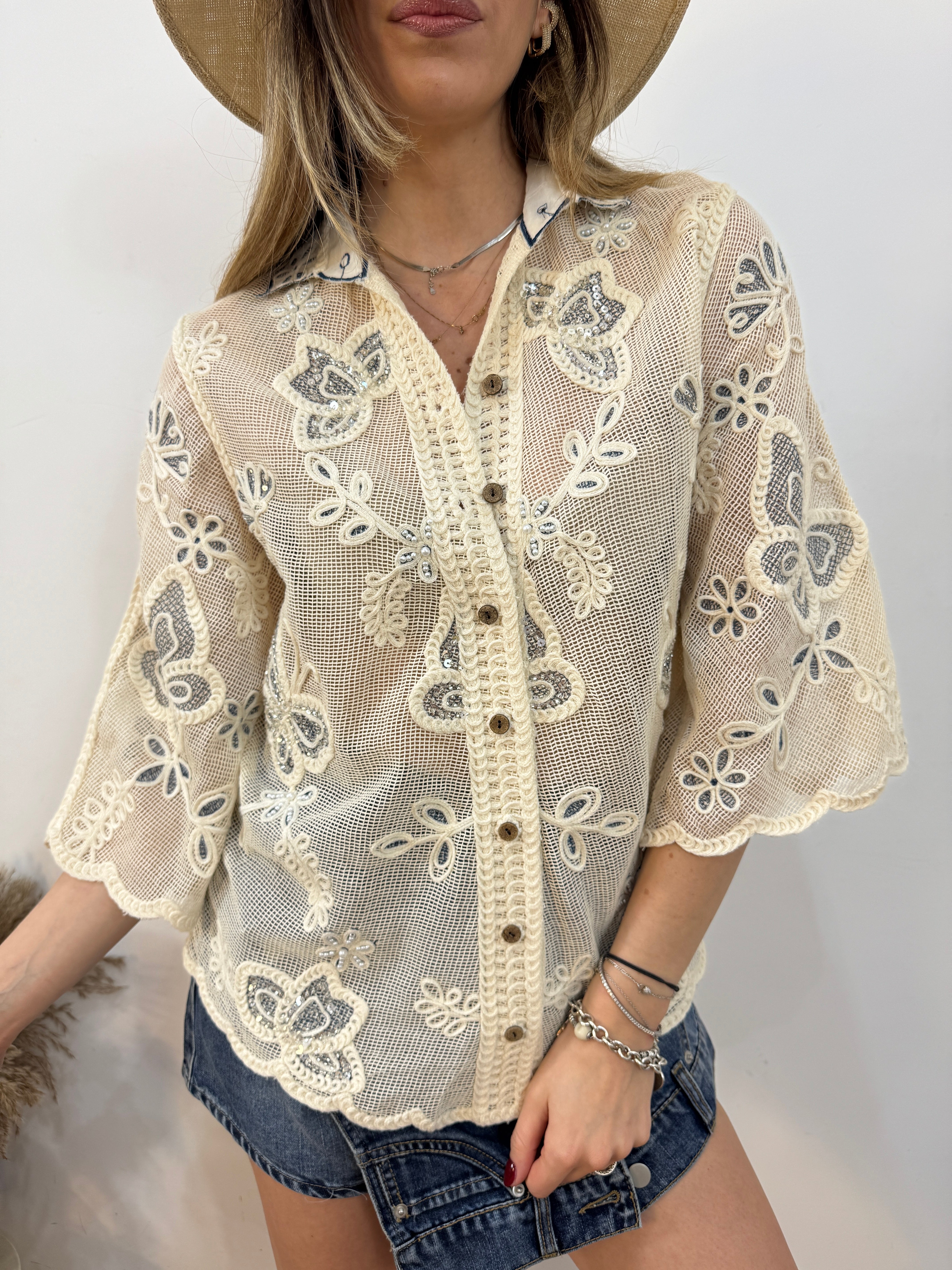 Cardigan Fiore Blu