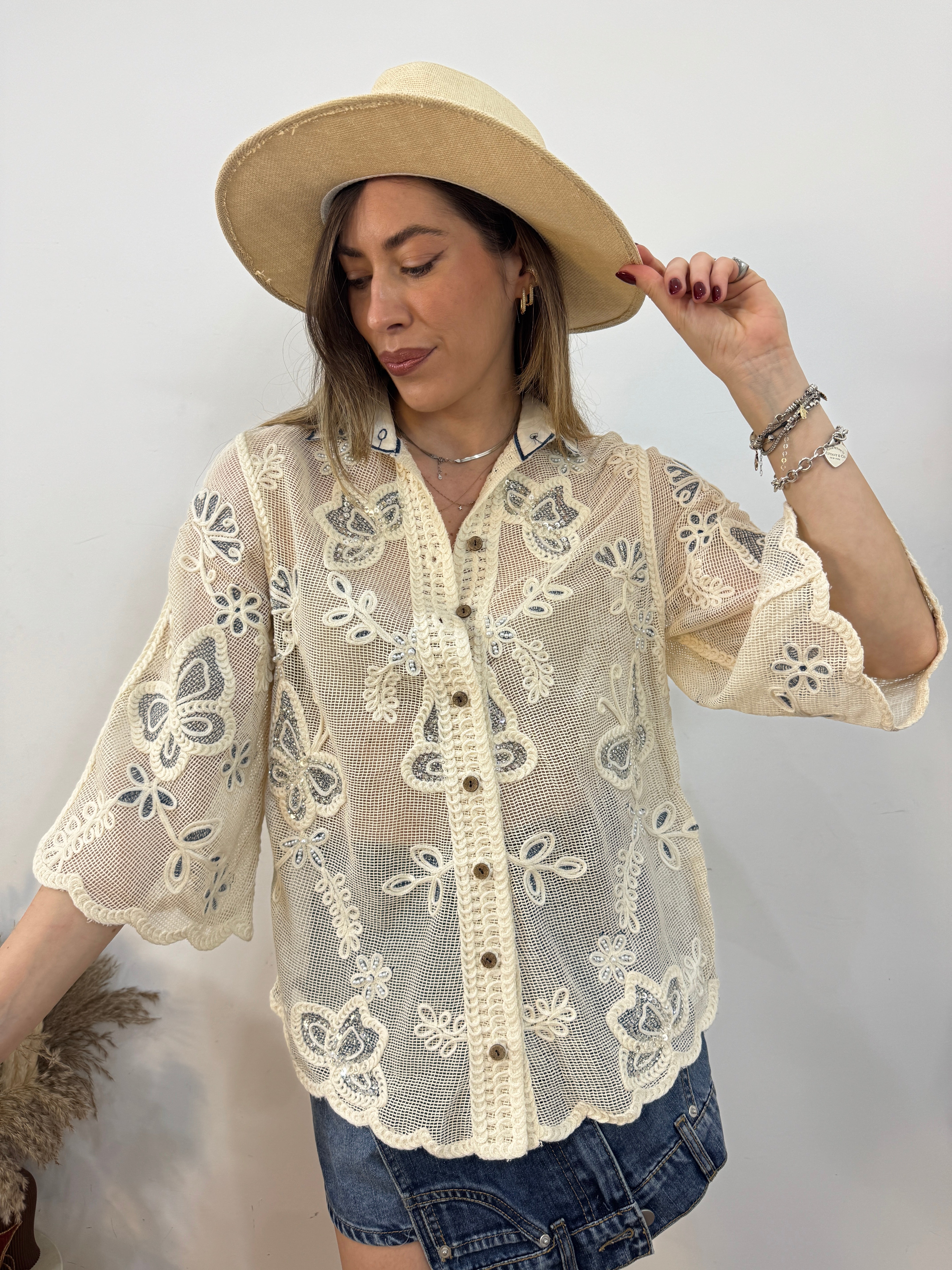 Cardigan Fiore Blu