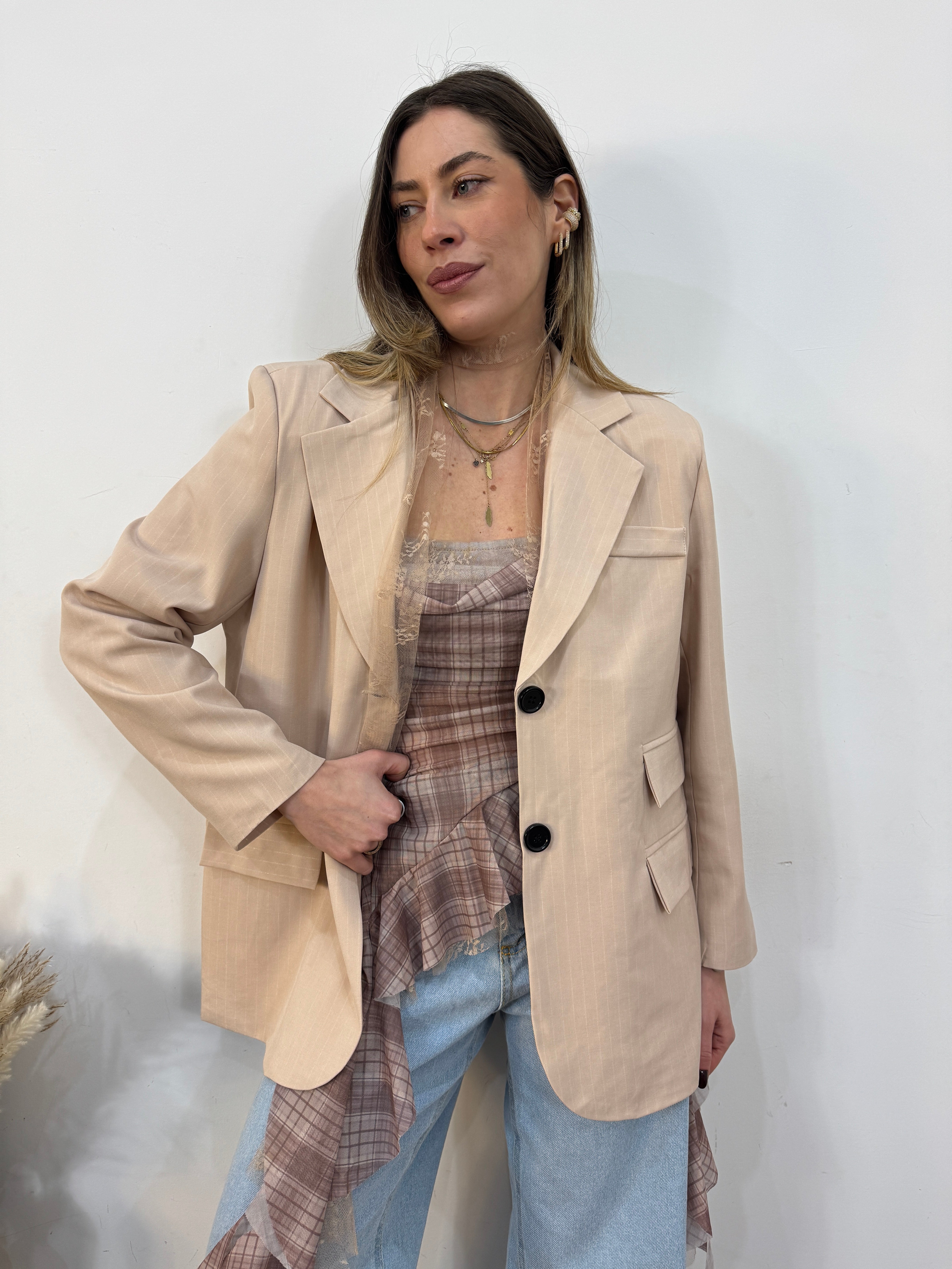 Giacca gessato lurex
