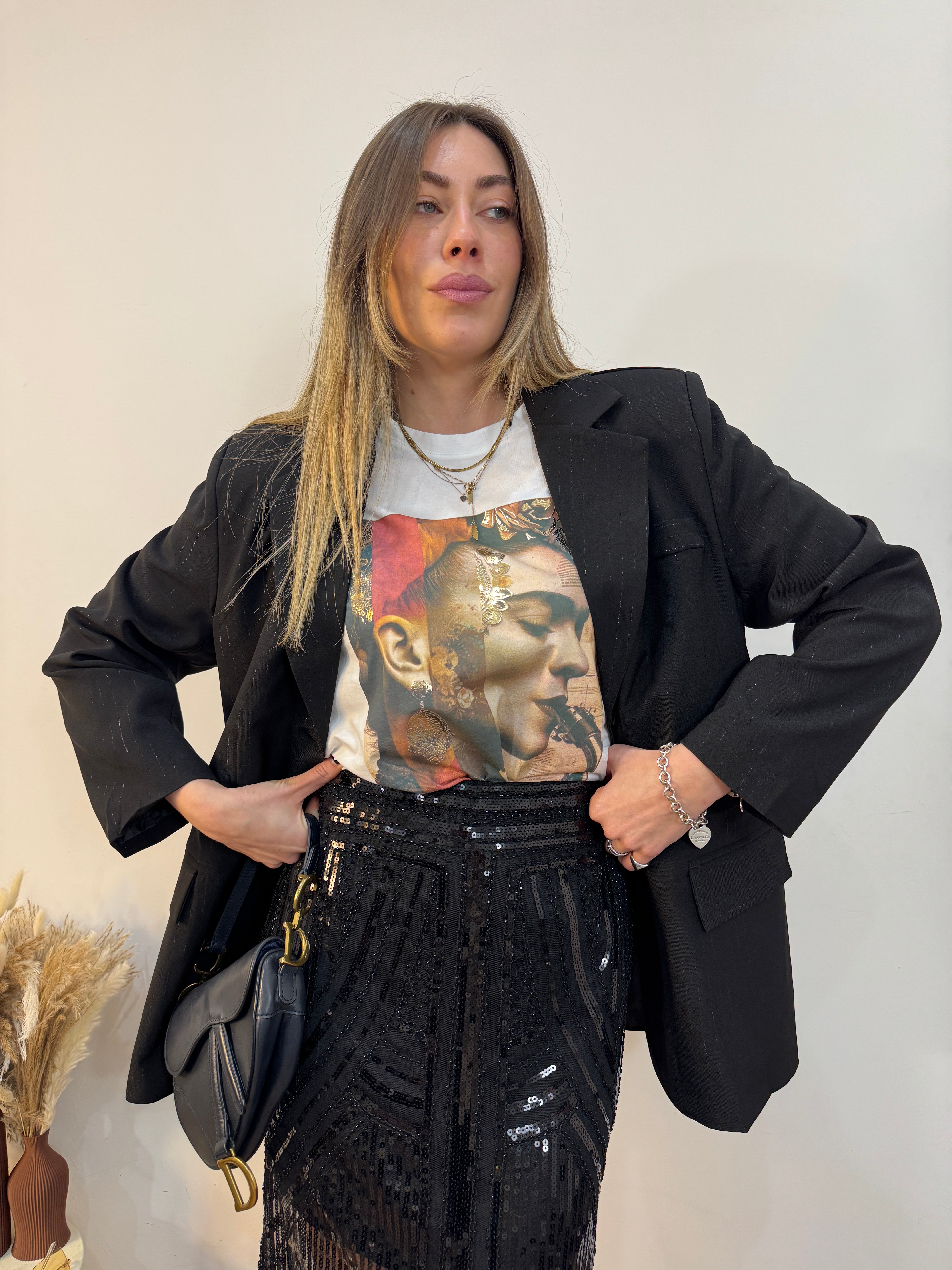 Giacca gessato lurex