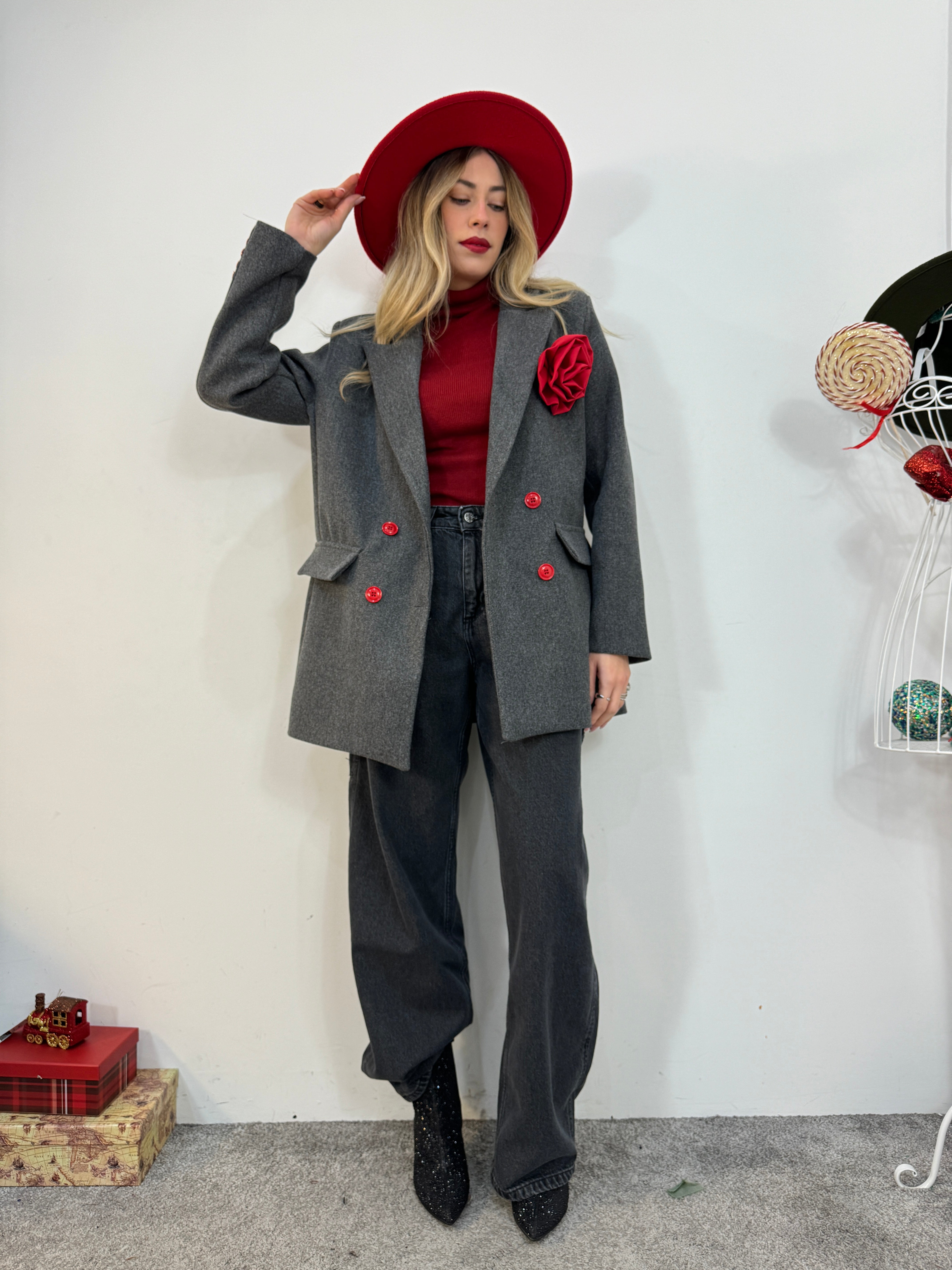 Giacca-cappotto Rosa rossa