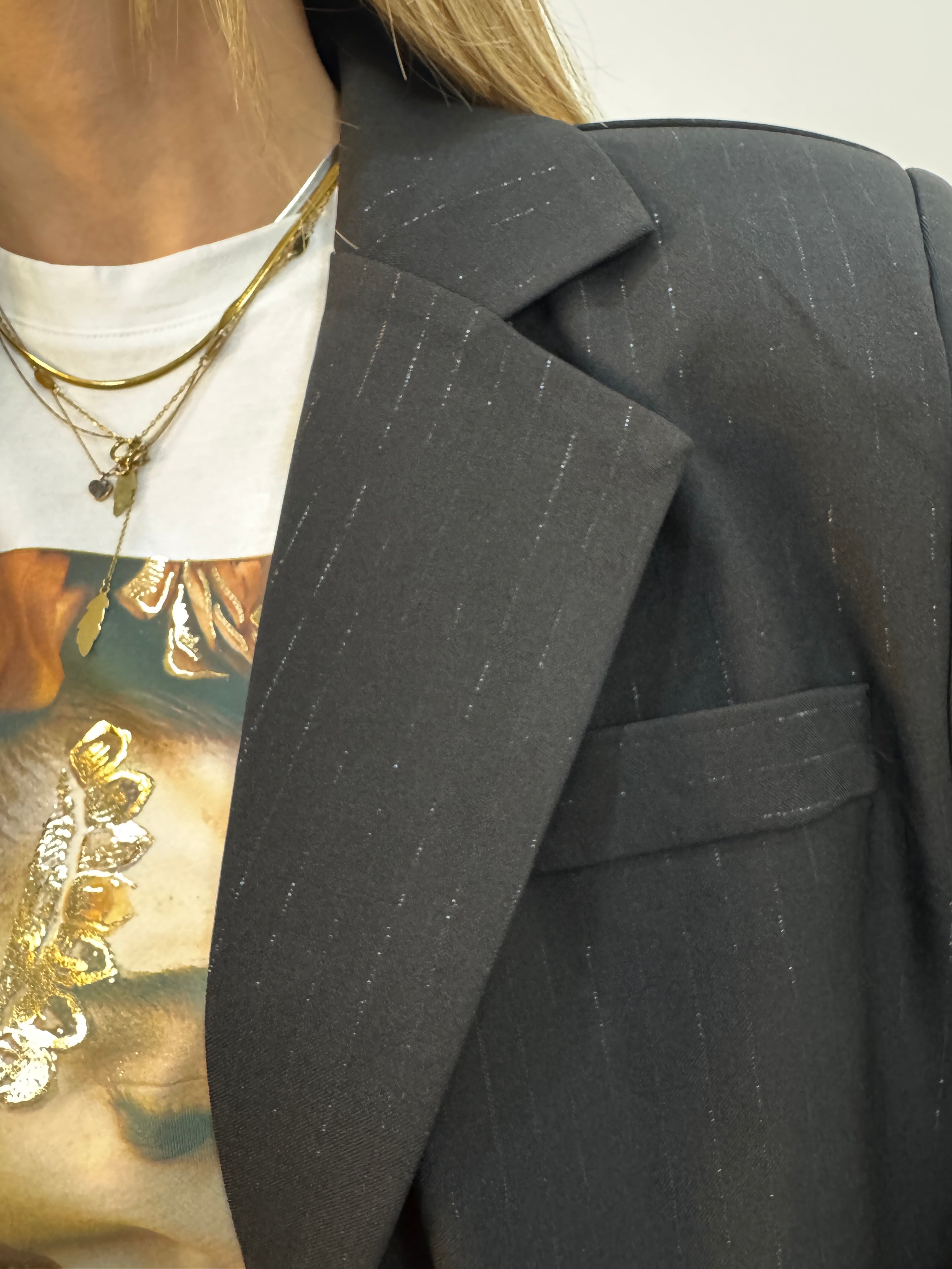 Giacca gessato lurex