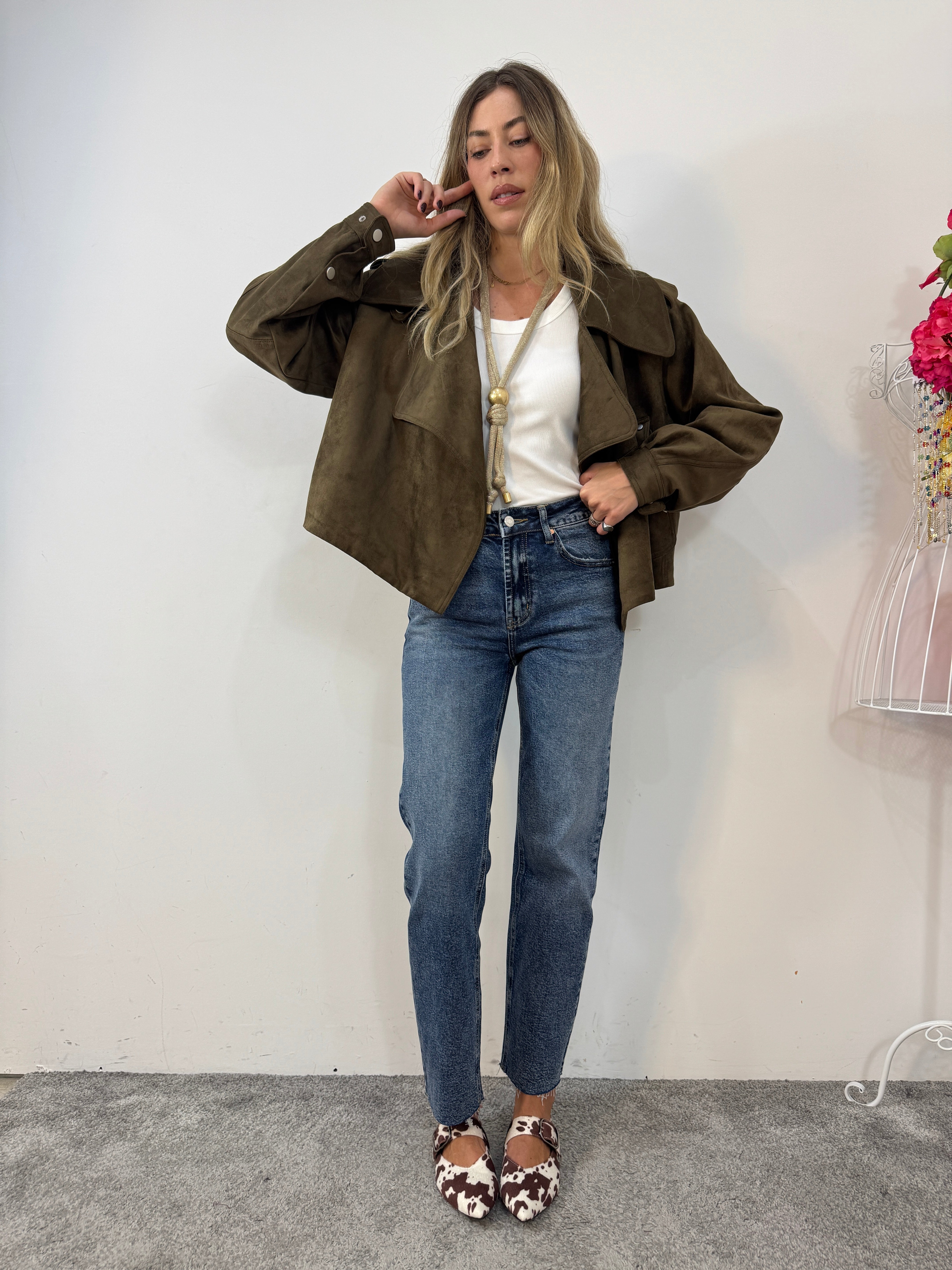 Trench crop scamosciato