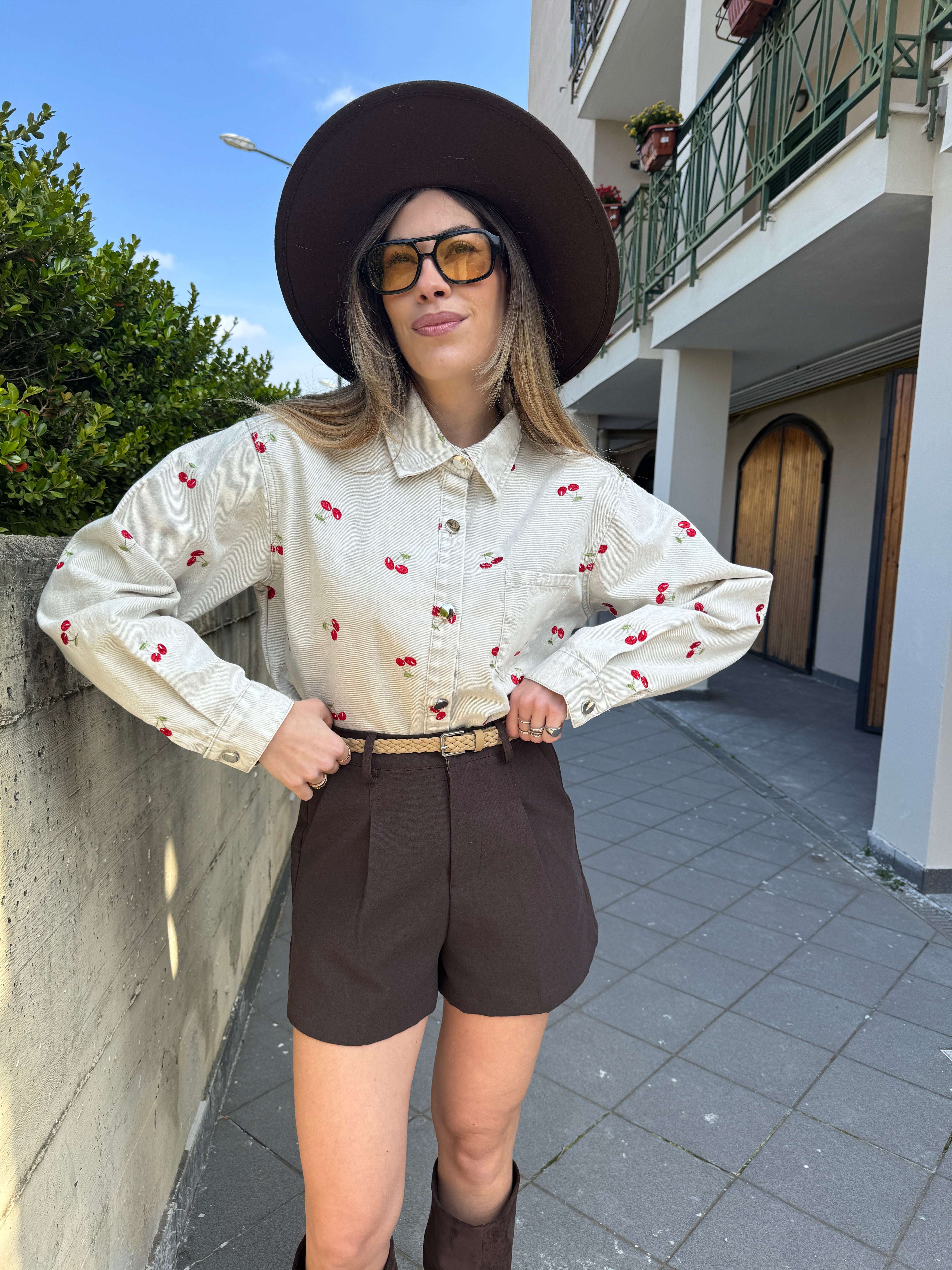 Camicia denim ciliegina