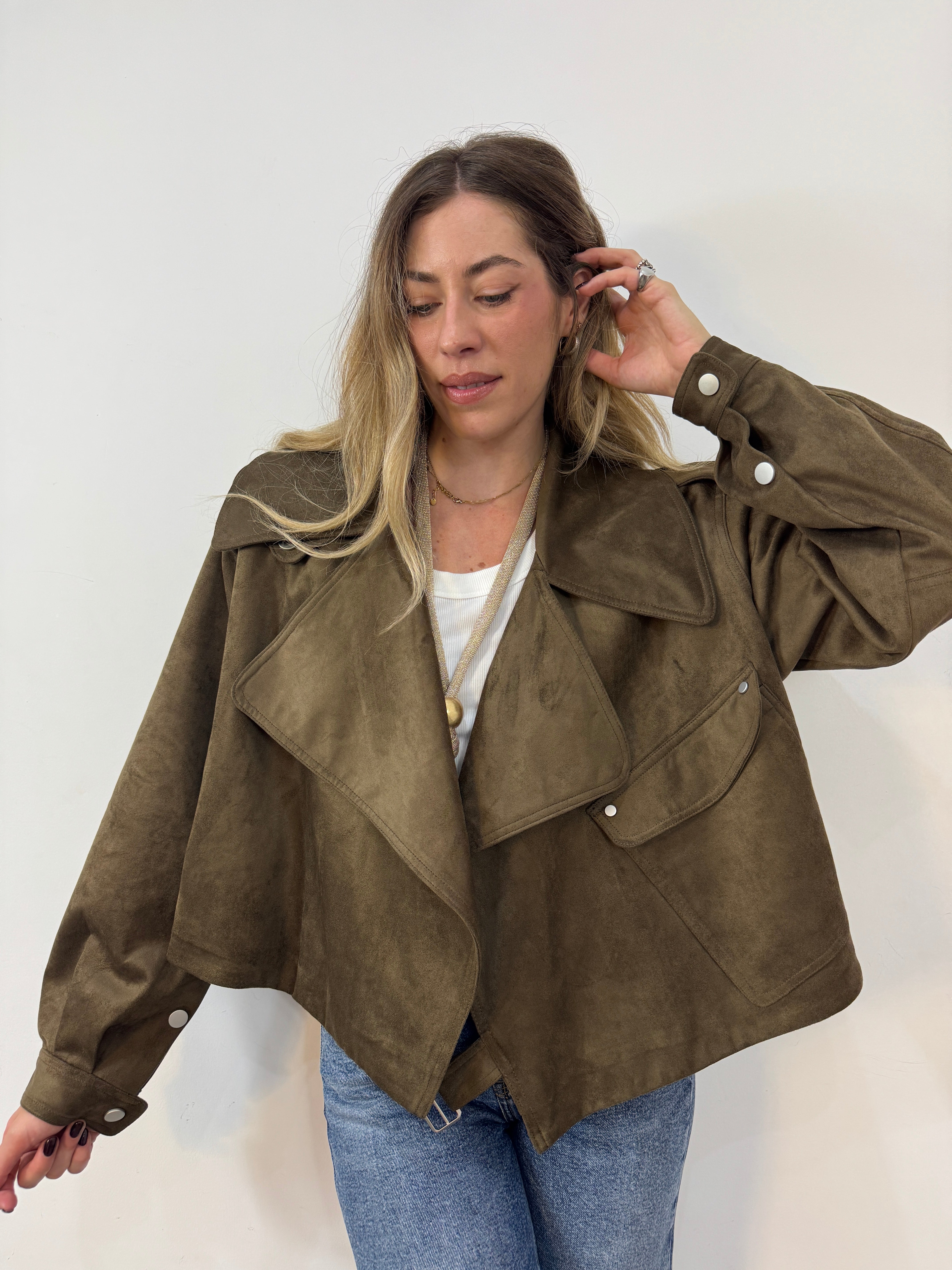 Trench crop scamosciato