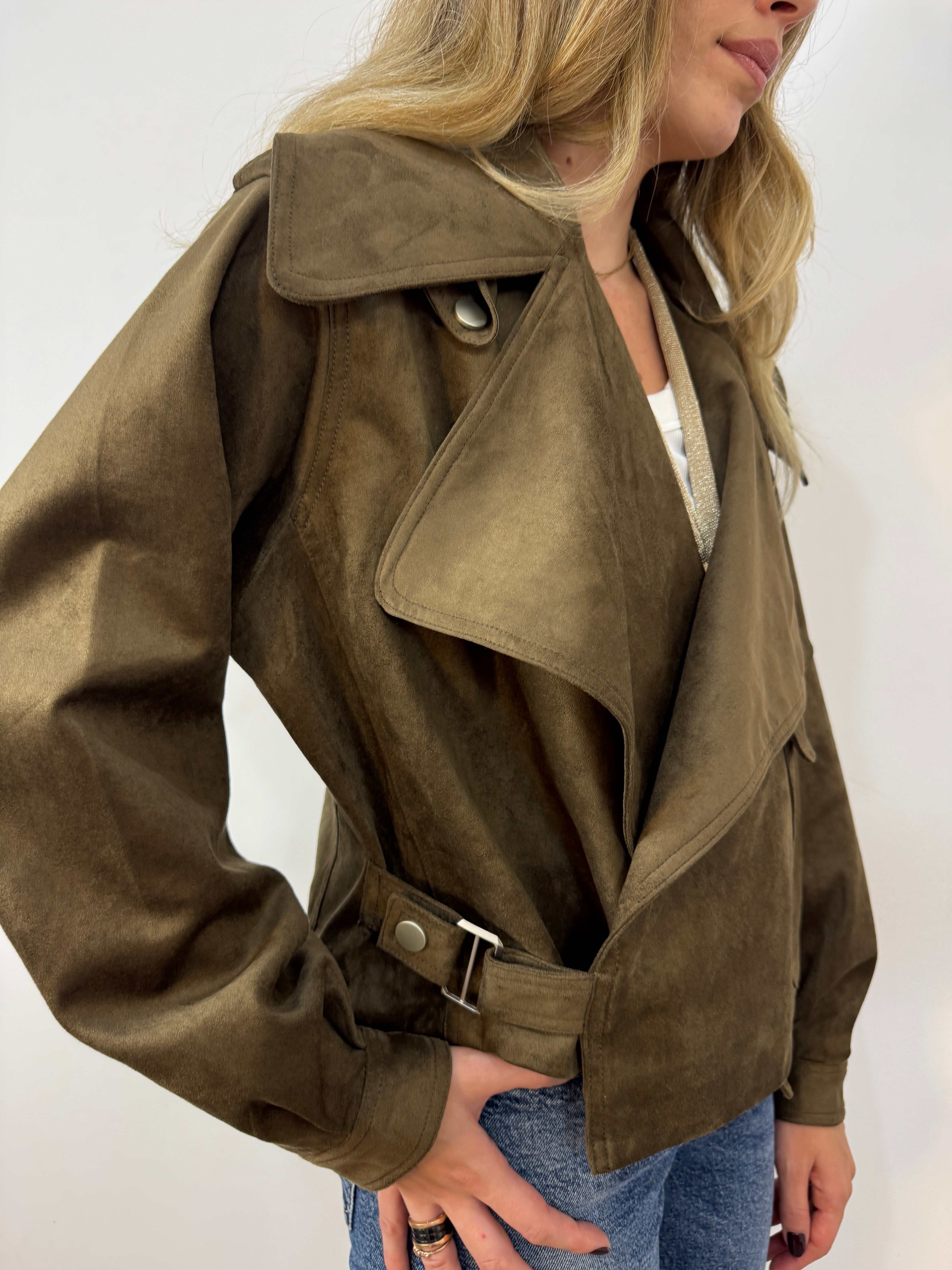 Trench crop scamosciato