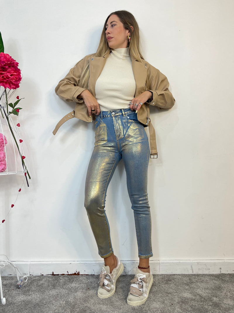 Jeans skinny laminato