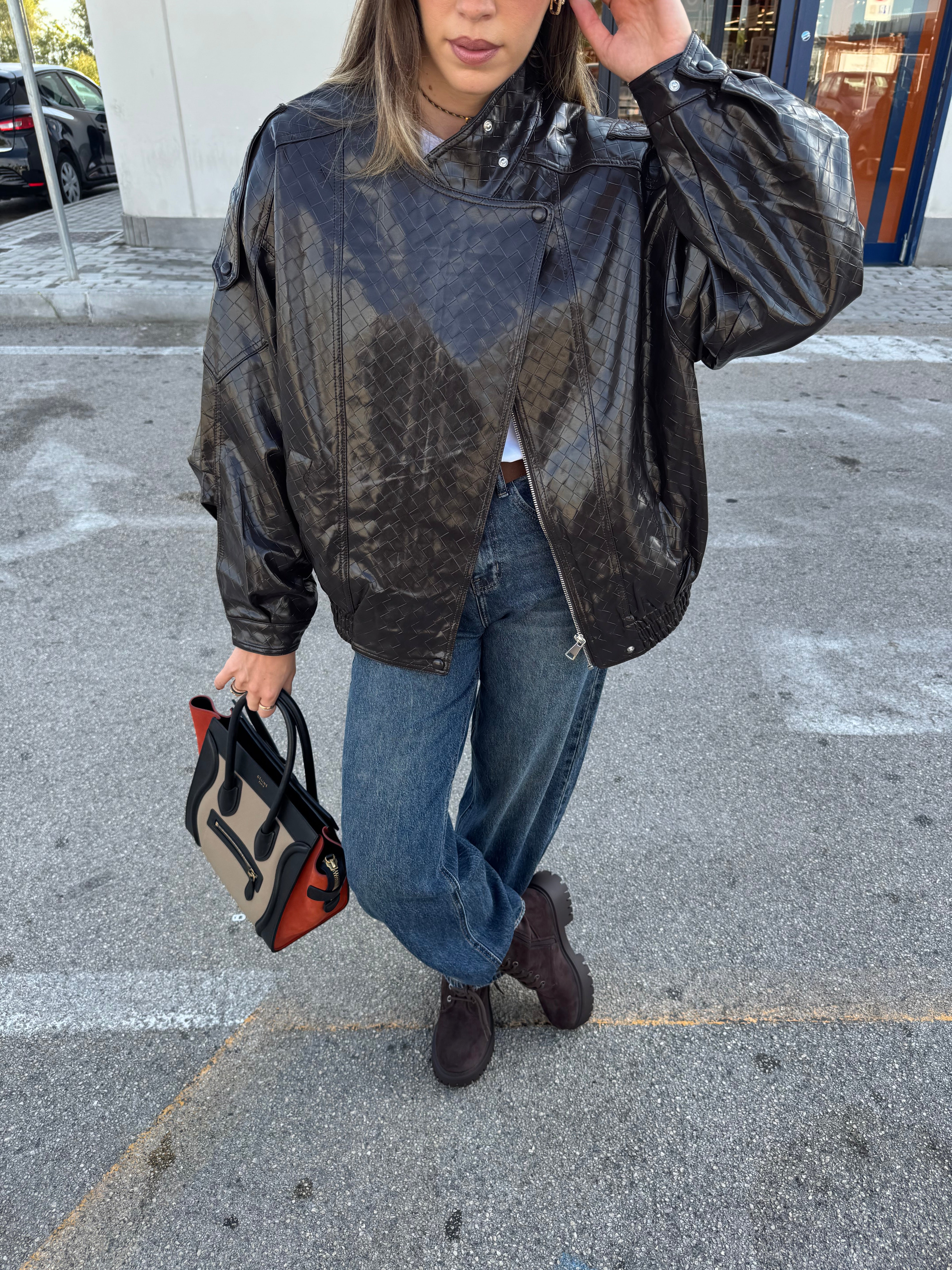 Bomber vernice marrone