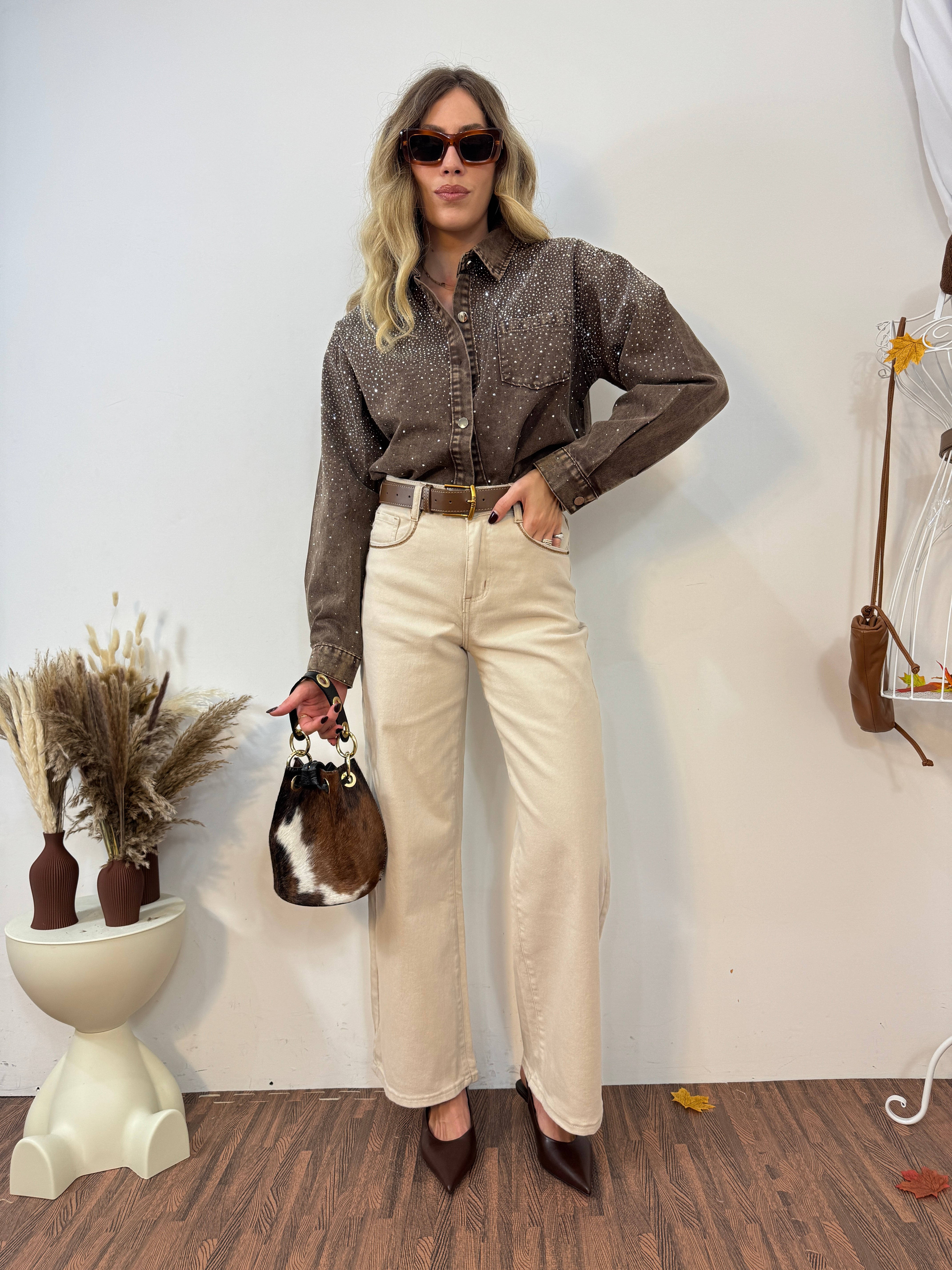 Camicia cielo brown