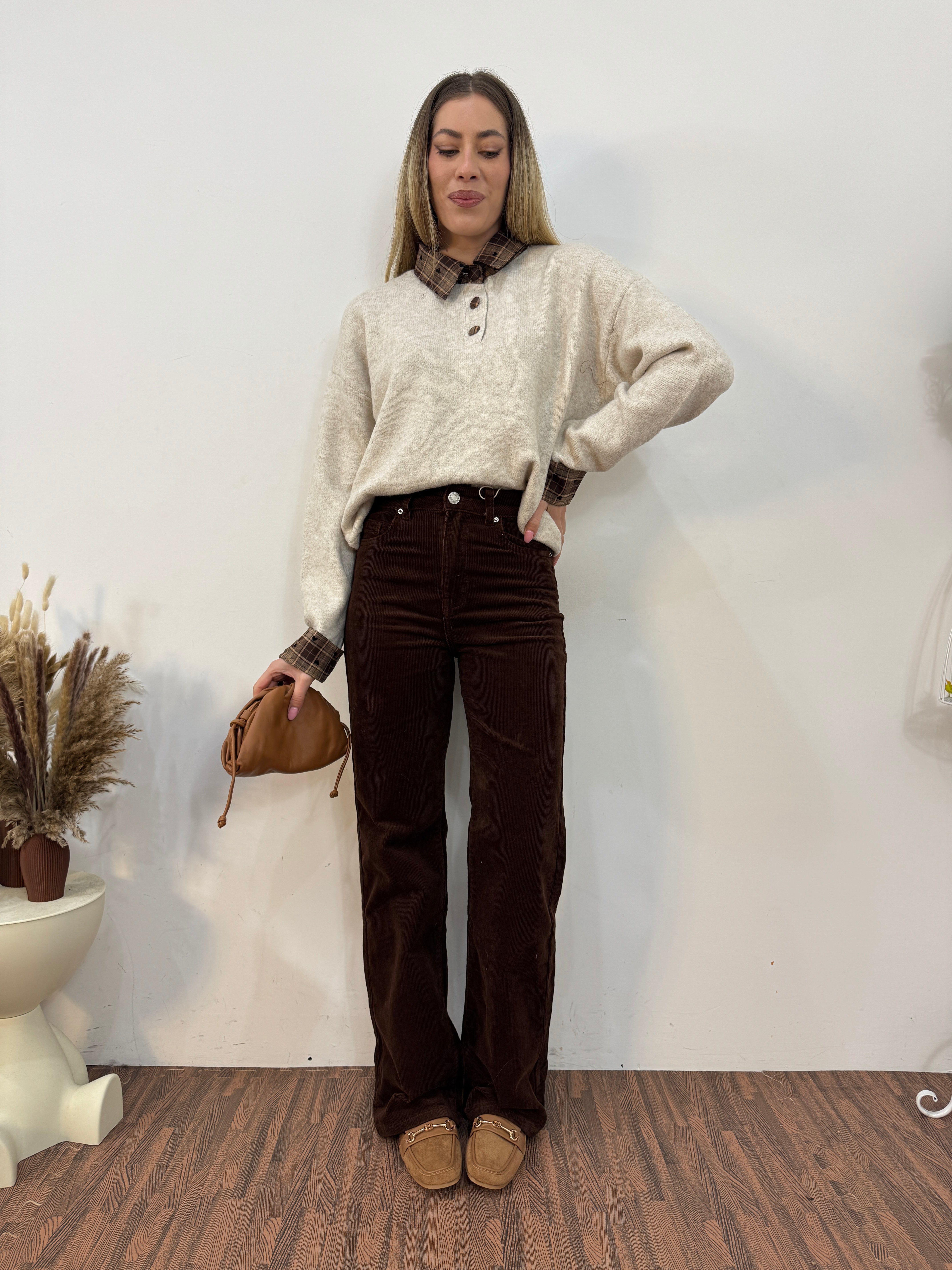 Pantalone velvet brown