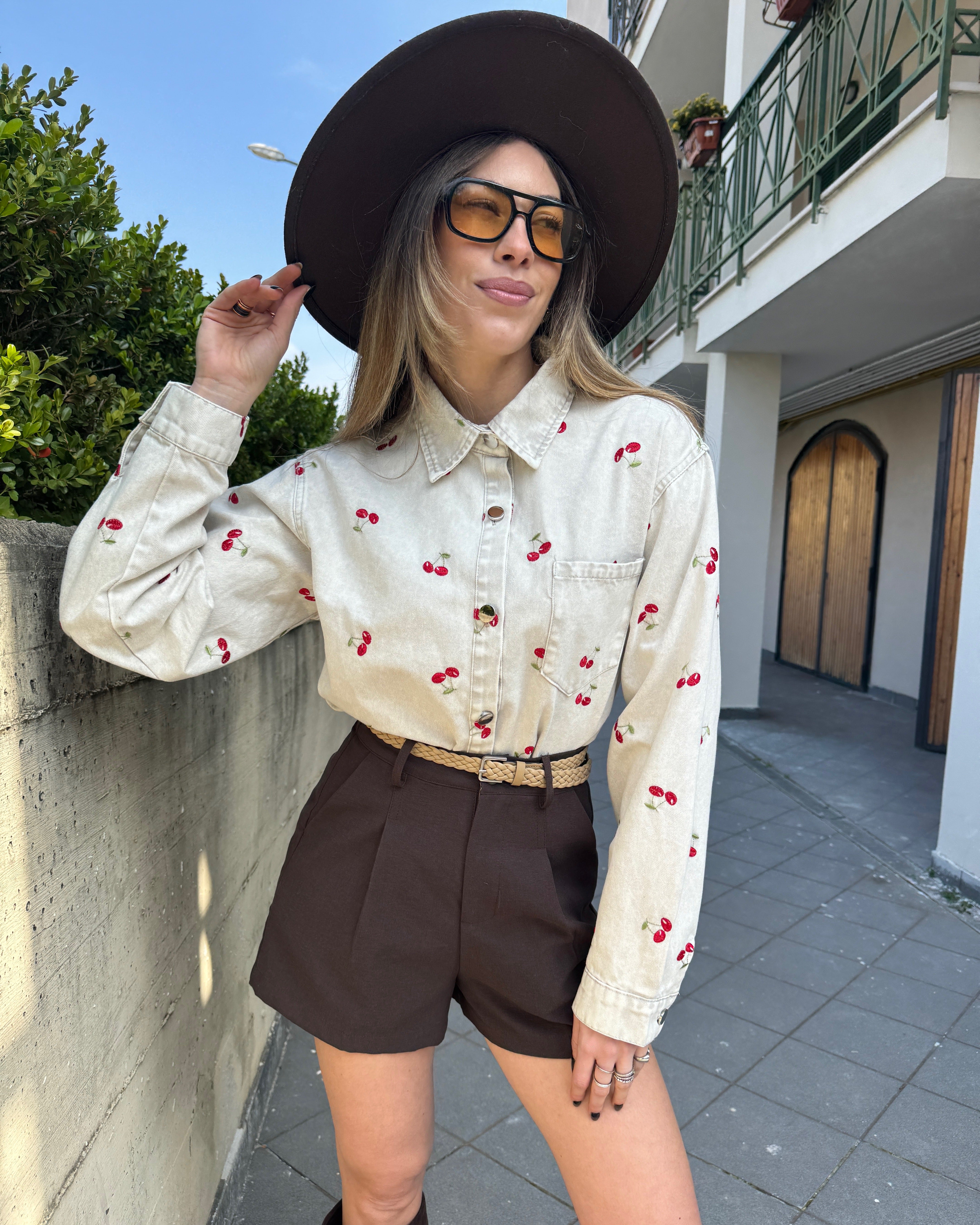 Camicia denim ciliegina