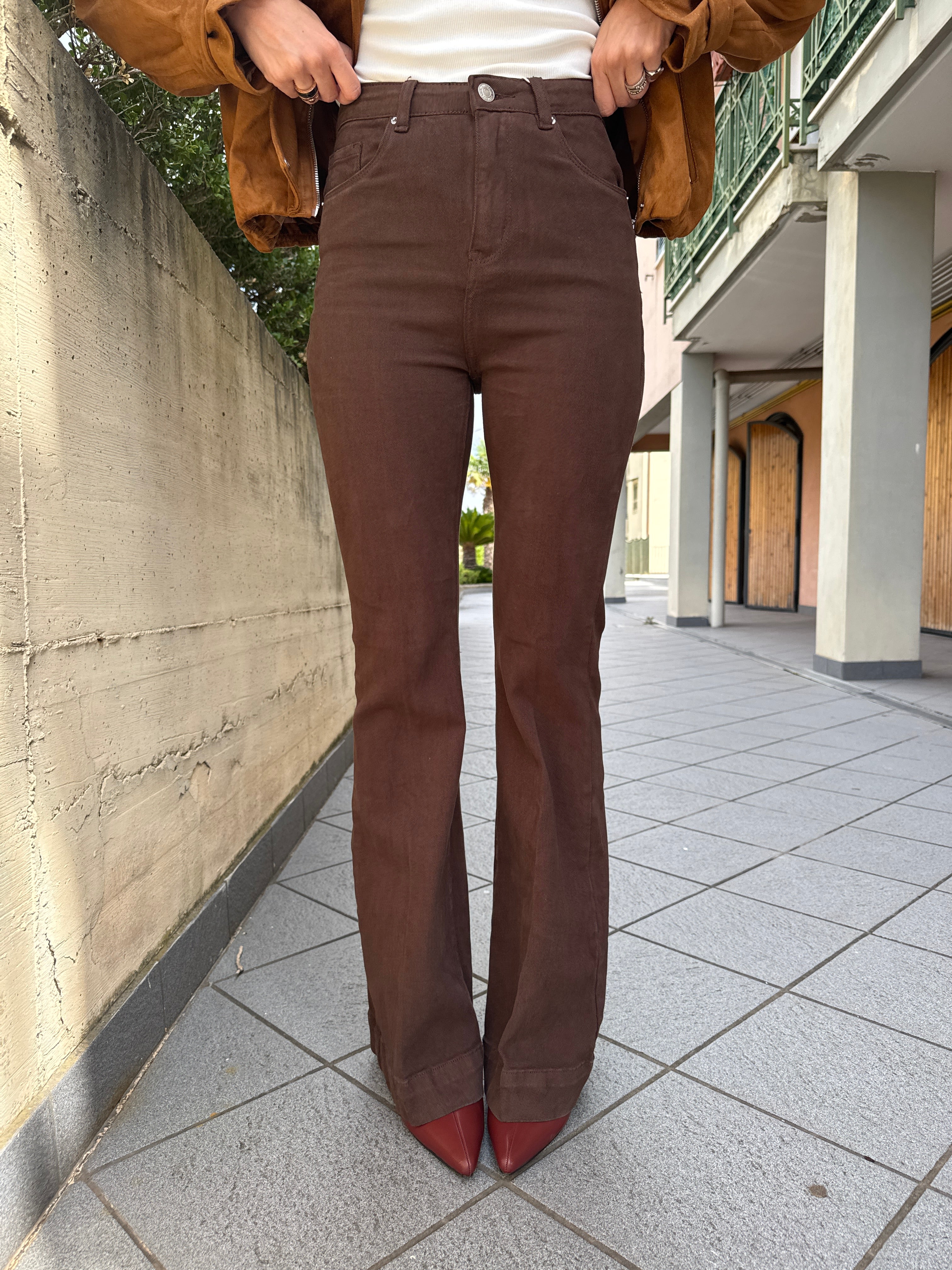Jeans a zampa Cacao