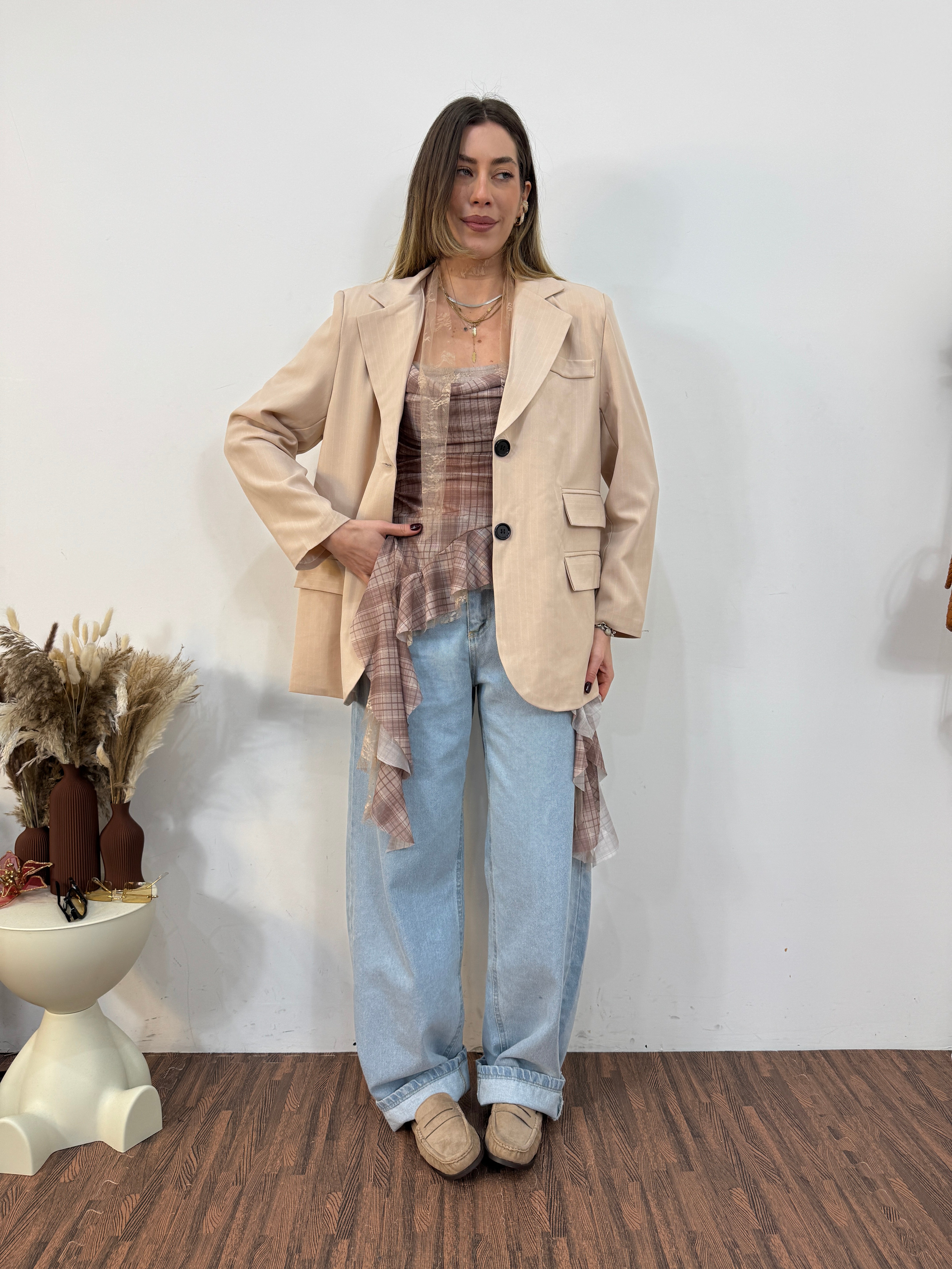 Giacca gessato lurex