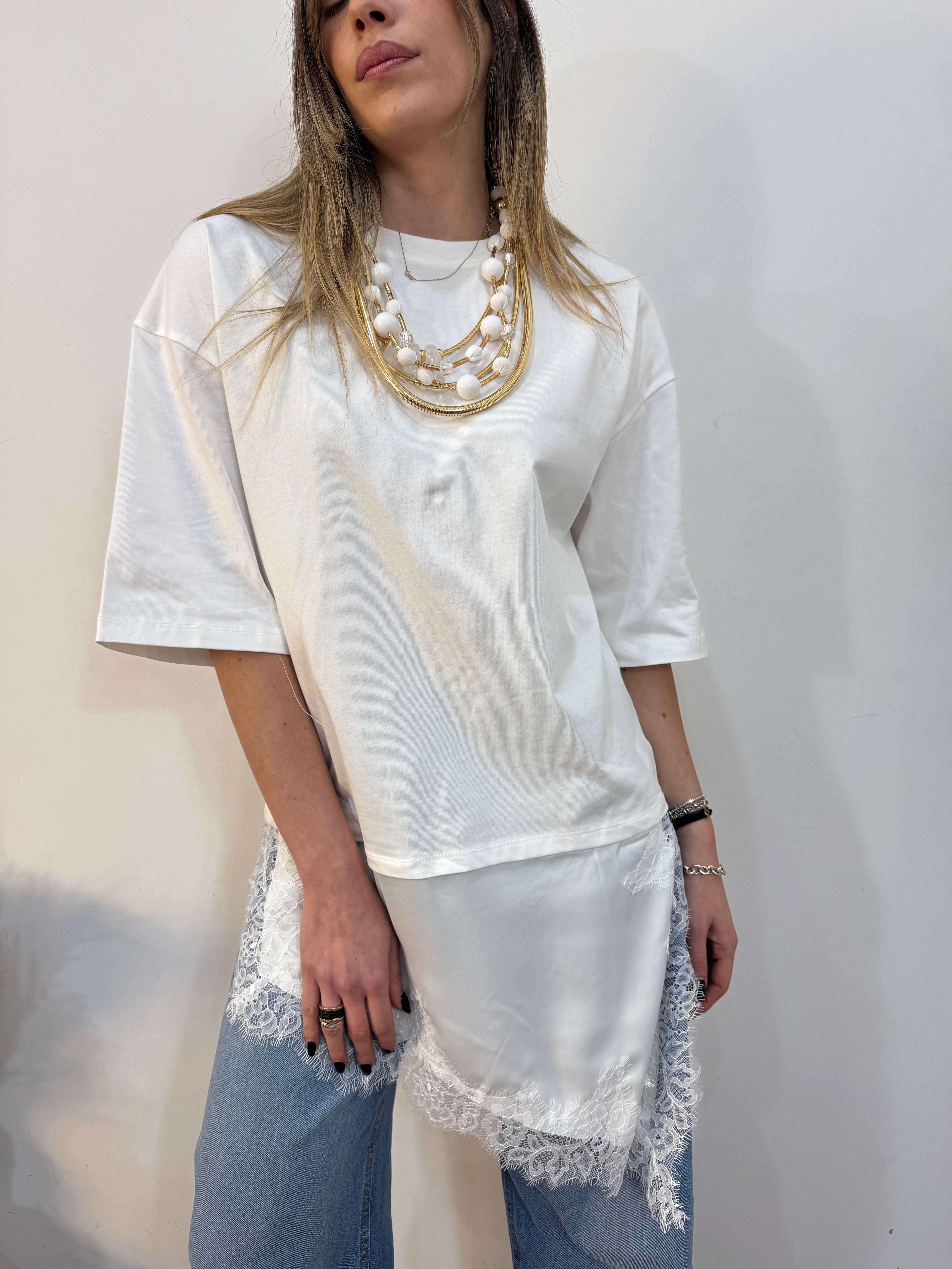 Maxi-shirt con pizzo