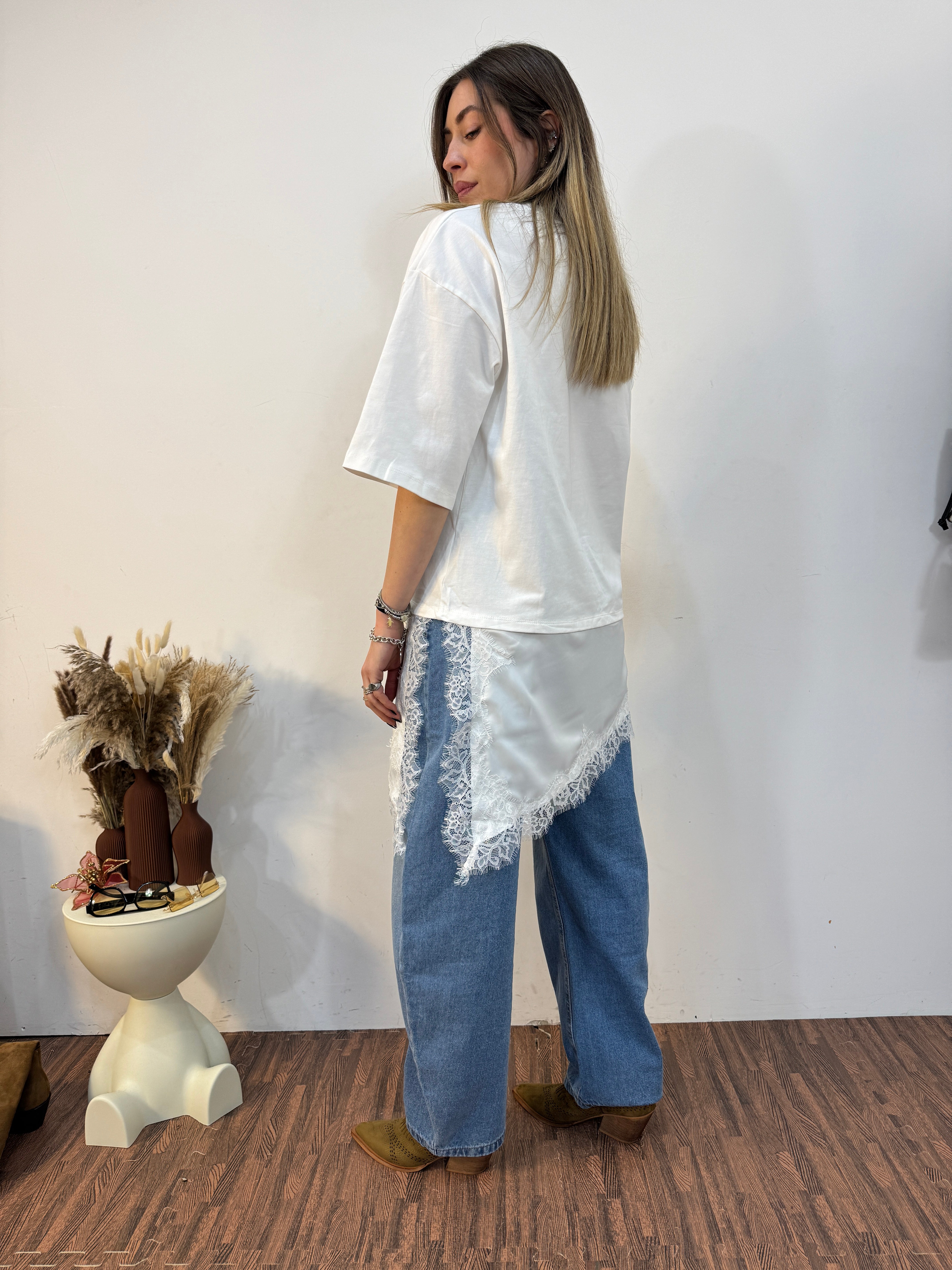 Maxi-shirt con pizzo