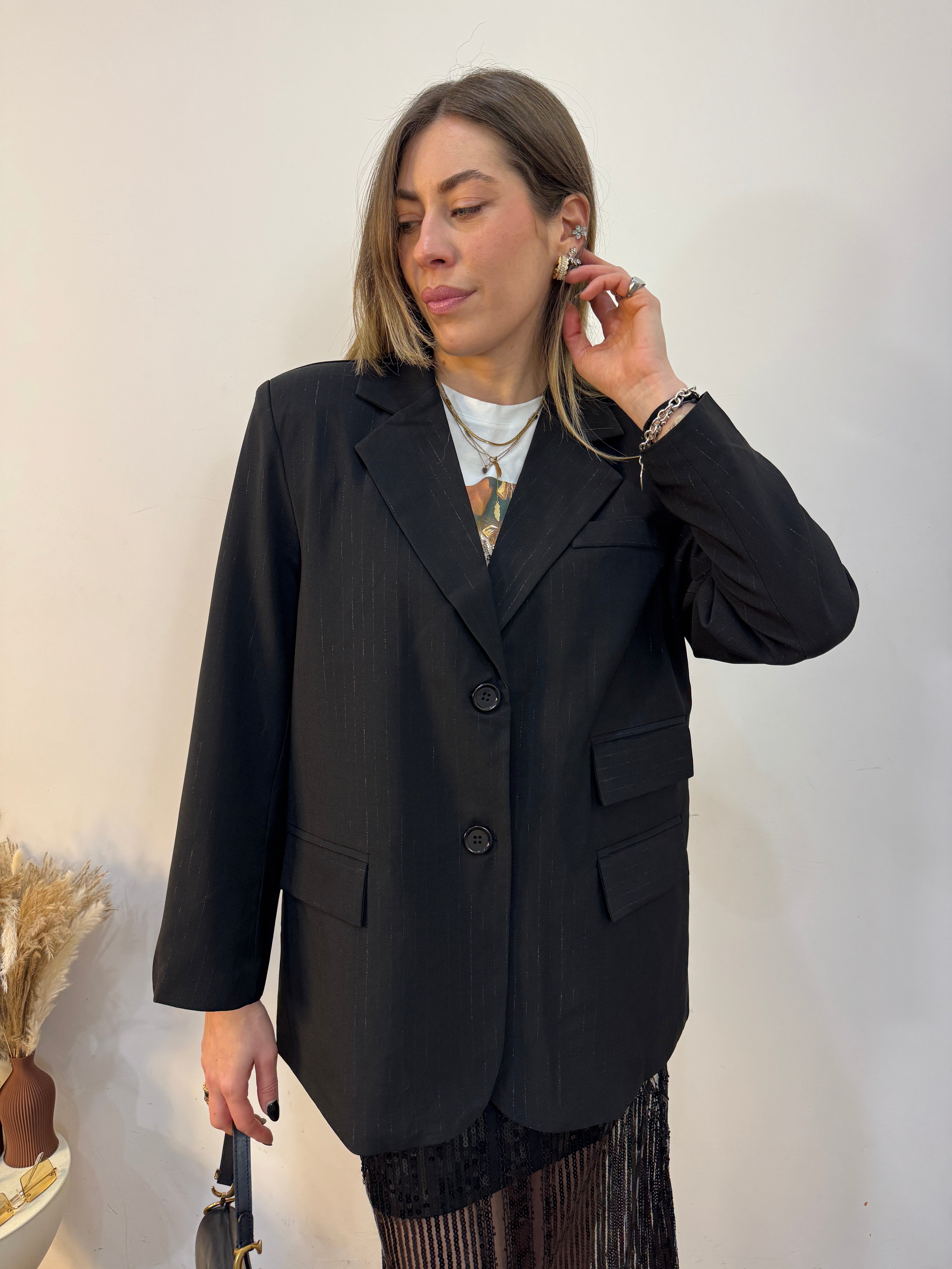 Giacca gessato lurex