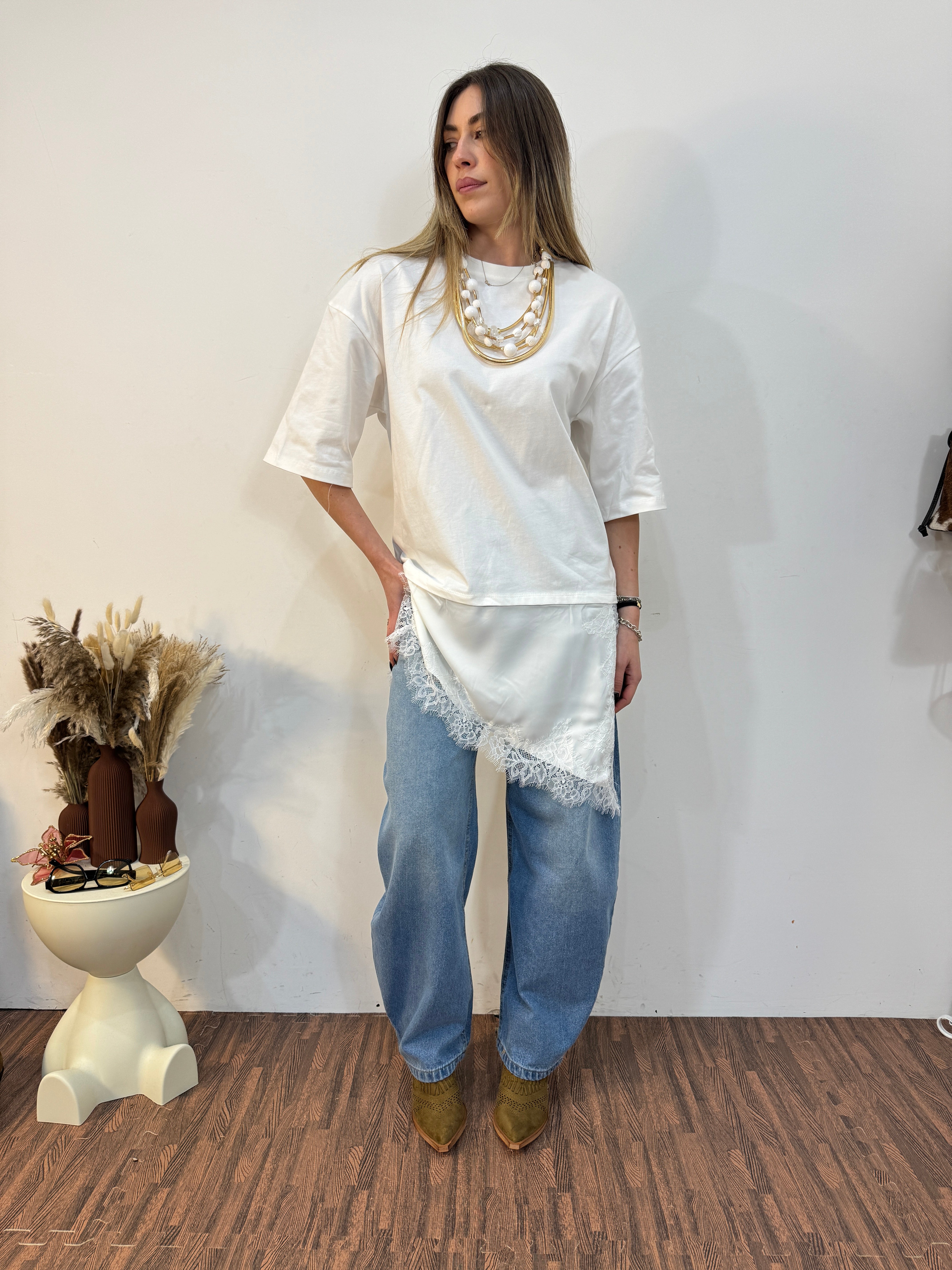 Maxi-shirt con pizzo