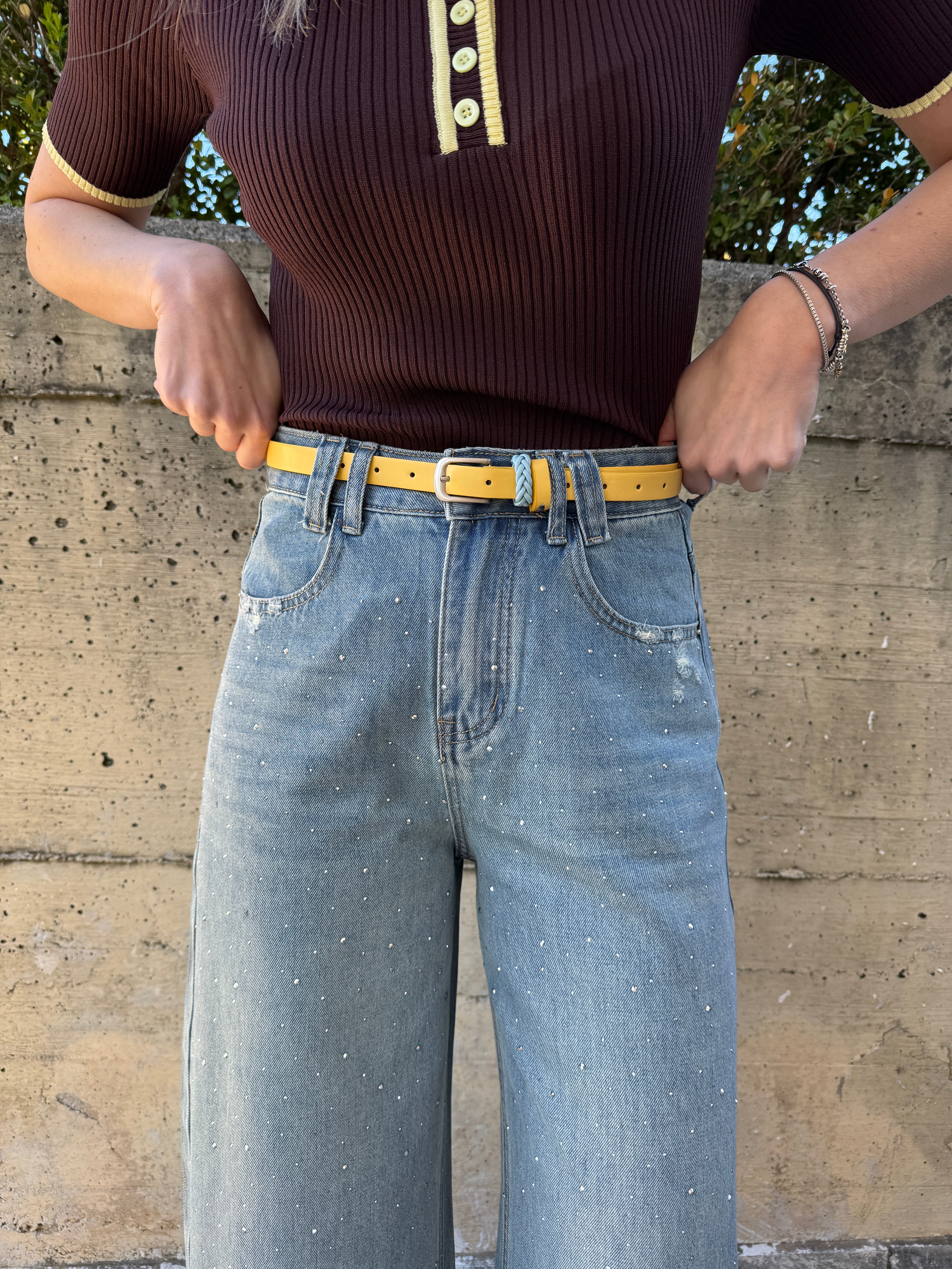 Jeans cintura gialla