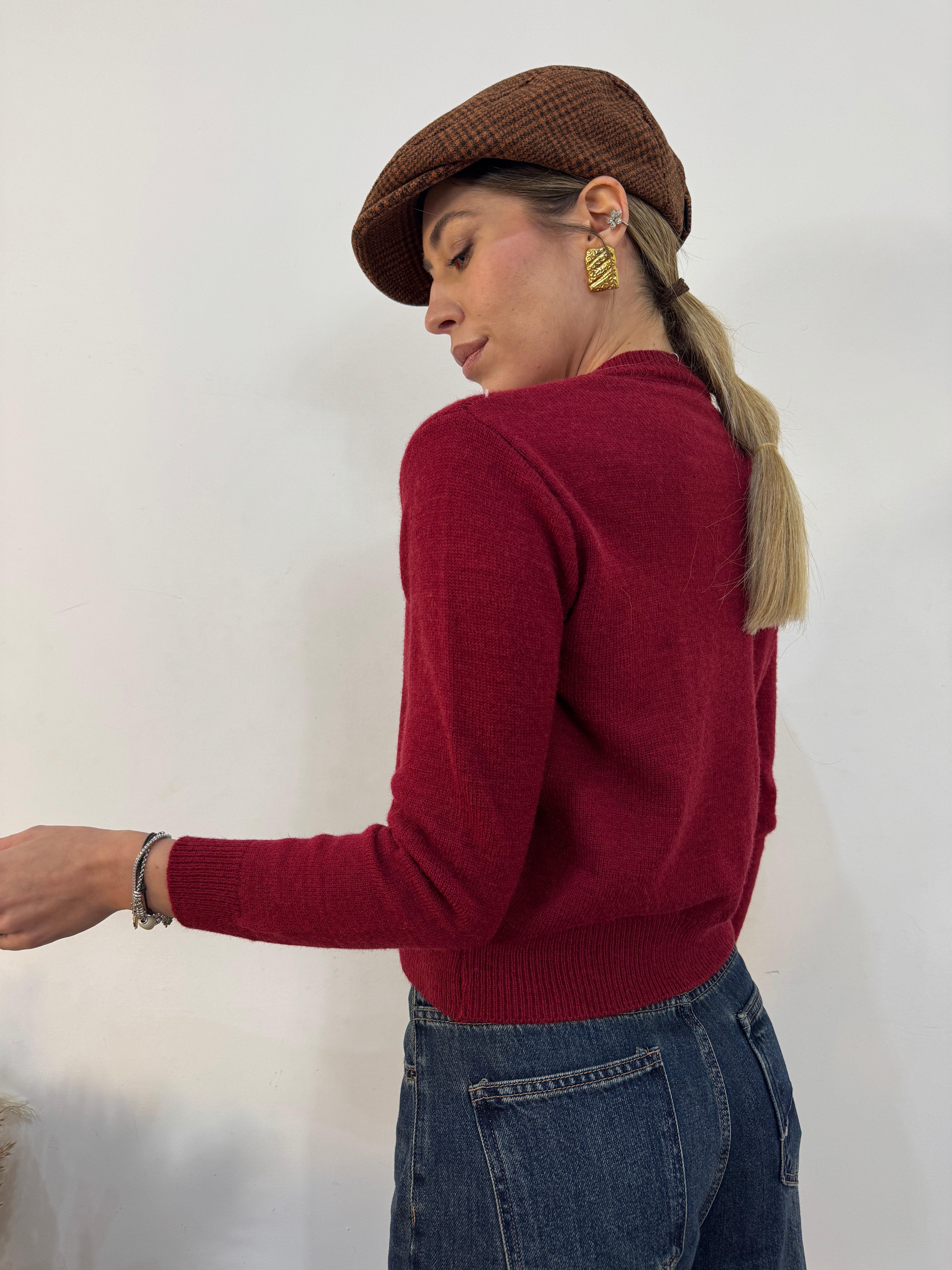 Cardigan  fiocchetto ciliegia