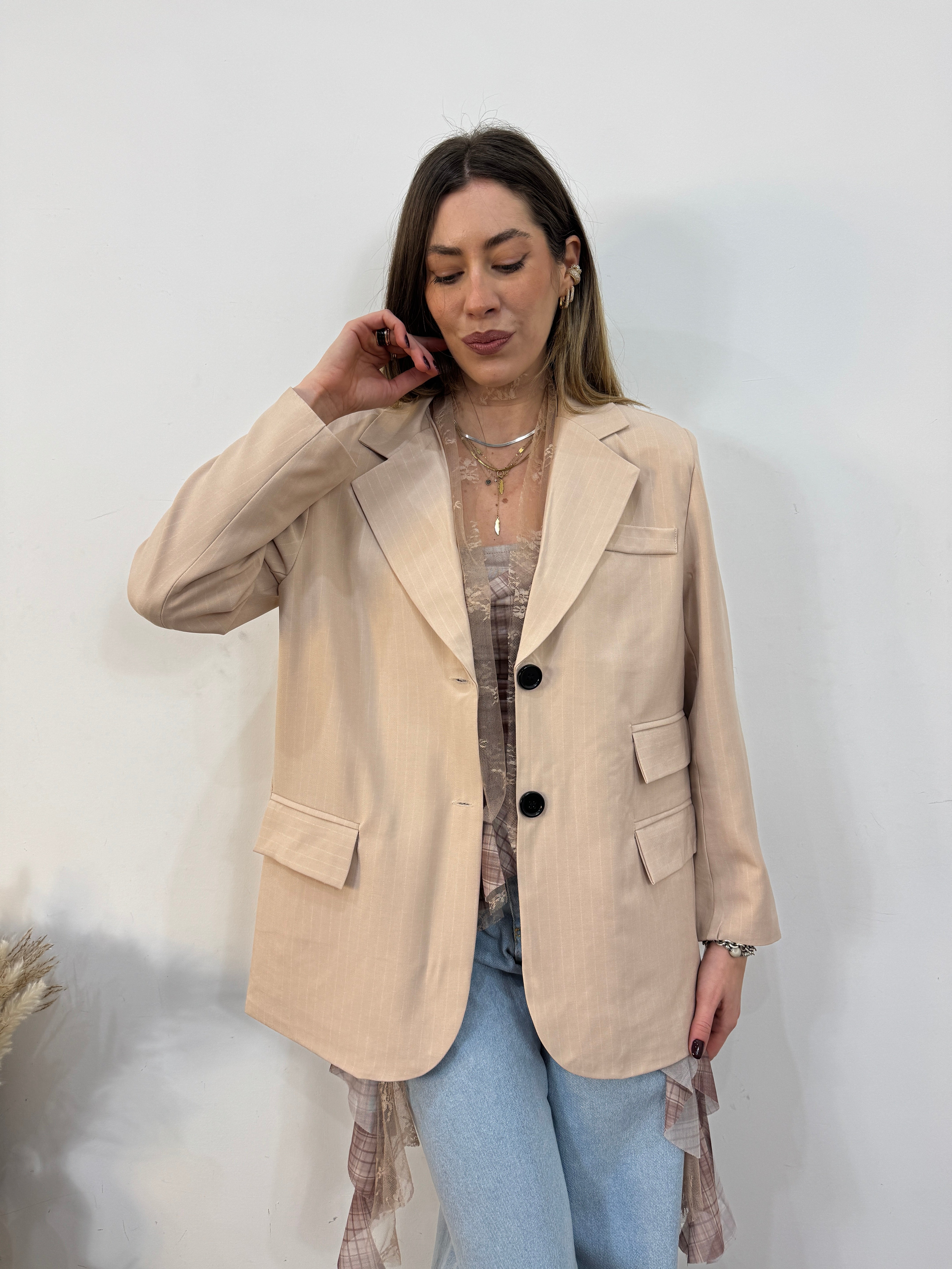 Giacca gessato lurex