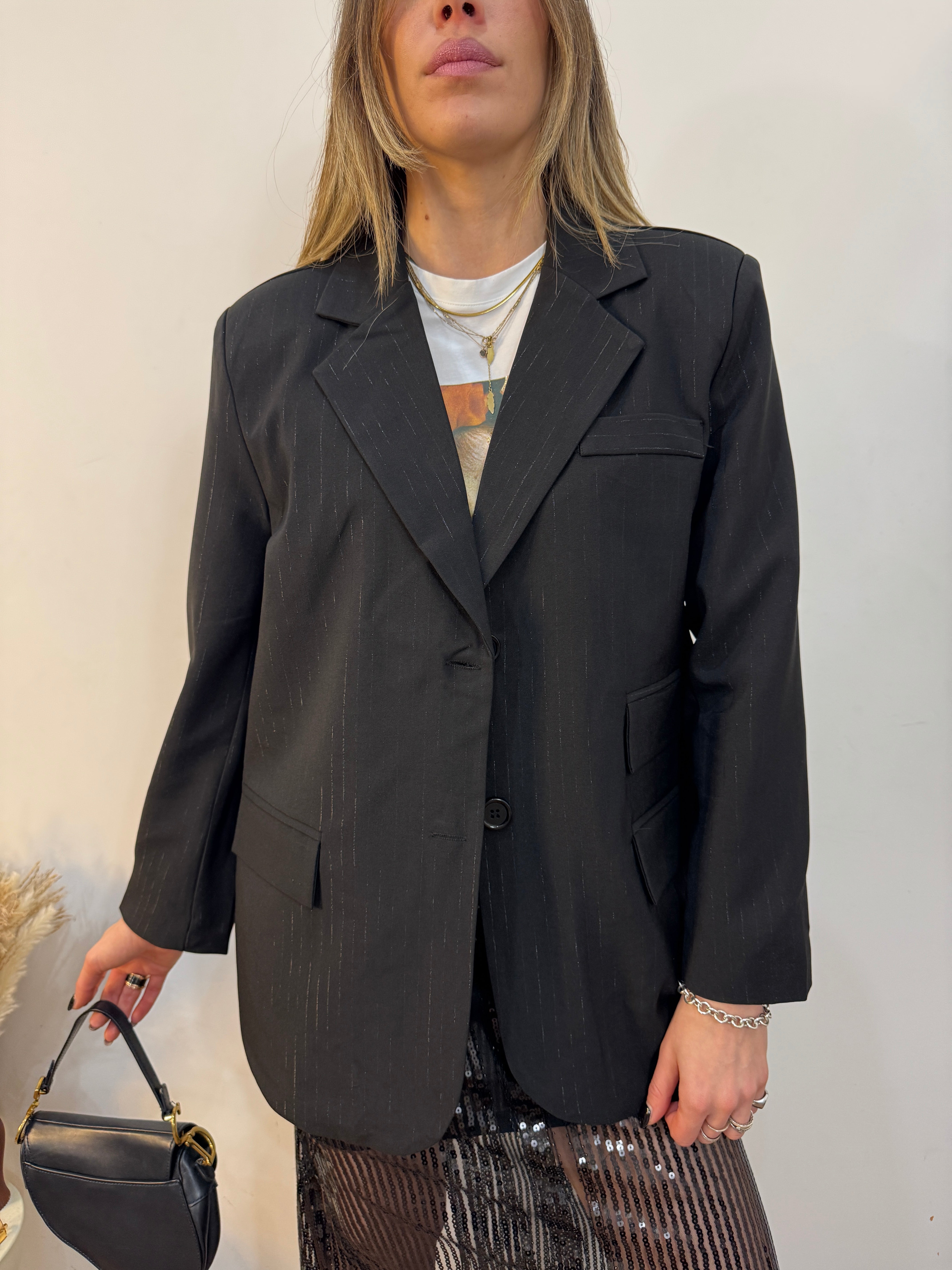 Giacca gessato lurex