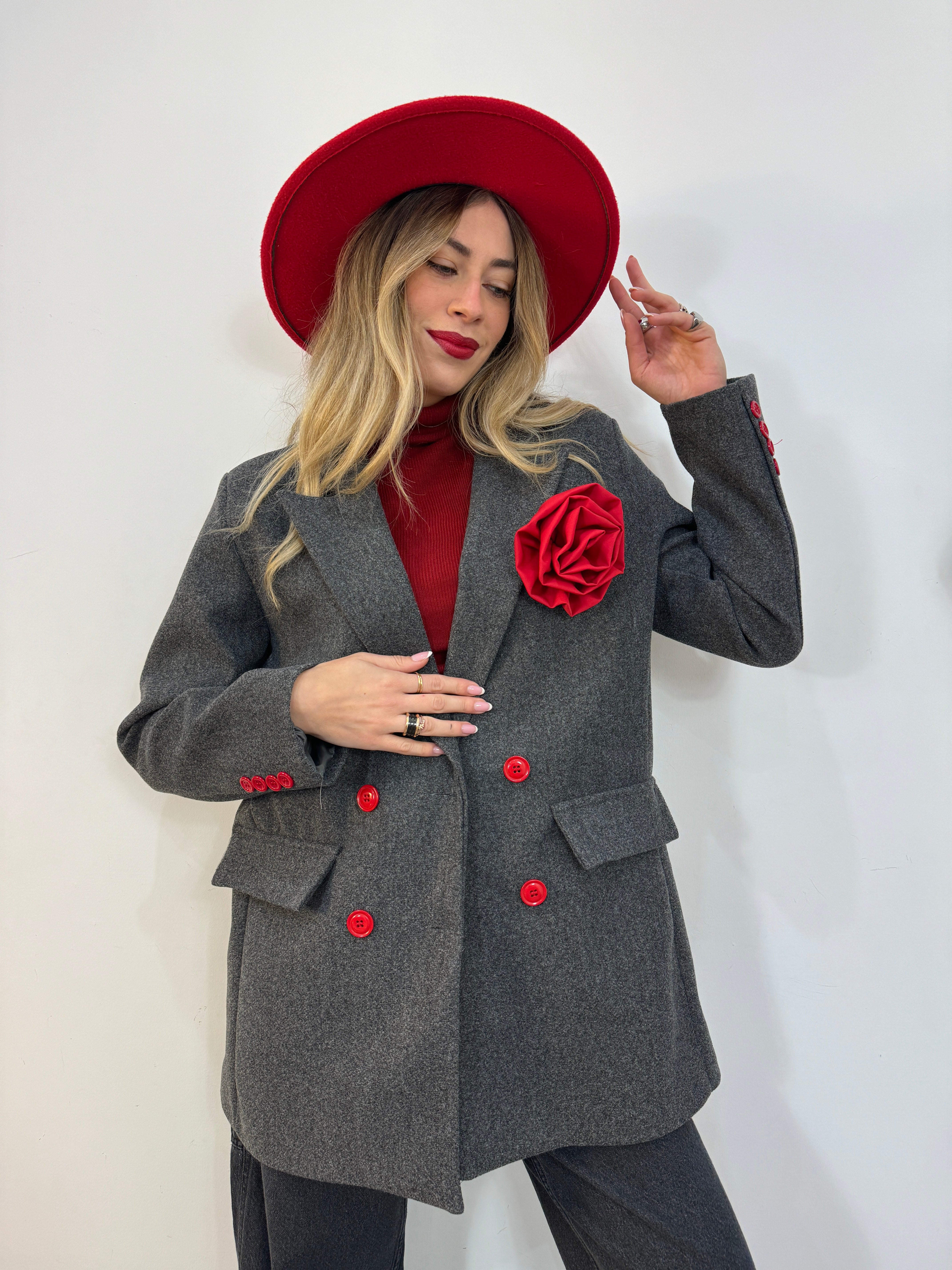 Giacca-cappotto Rosa rossa