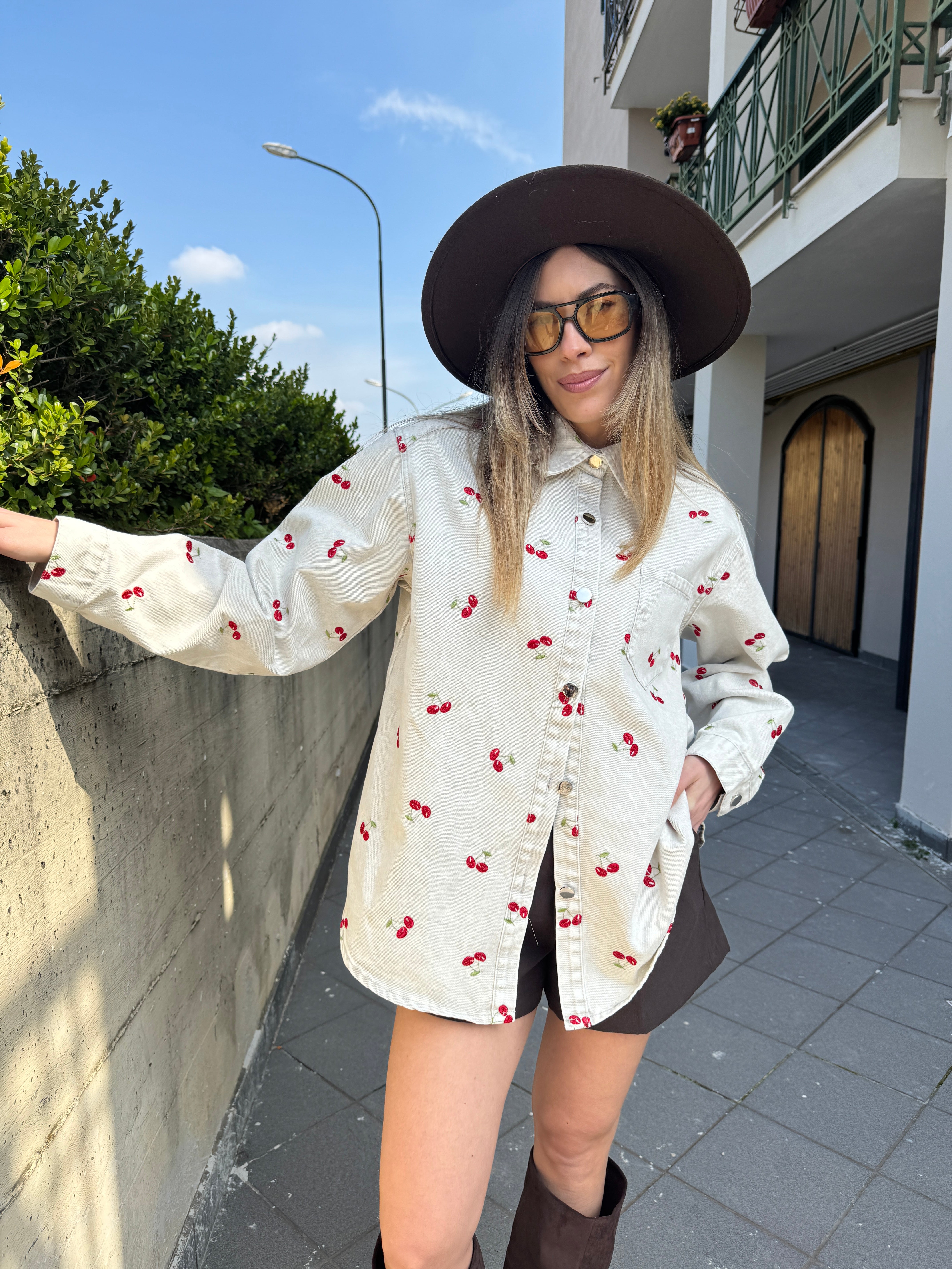 Camicia denim ciliegina