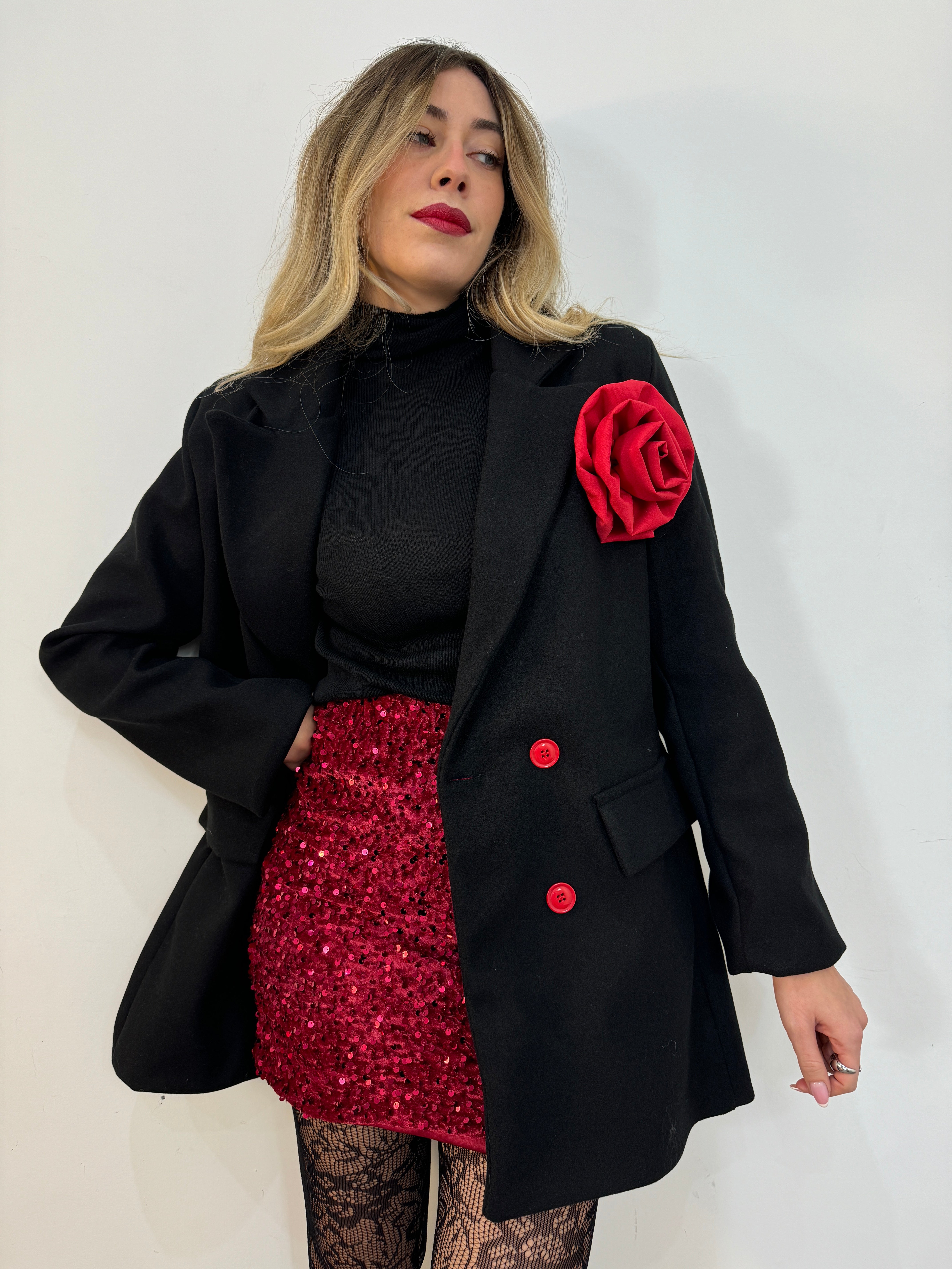 Giacca-cappotto Rosa rossa