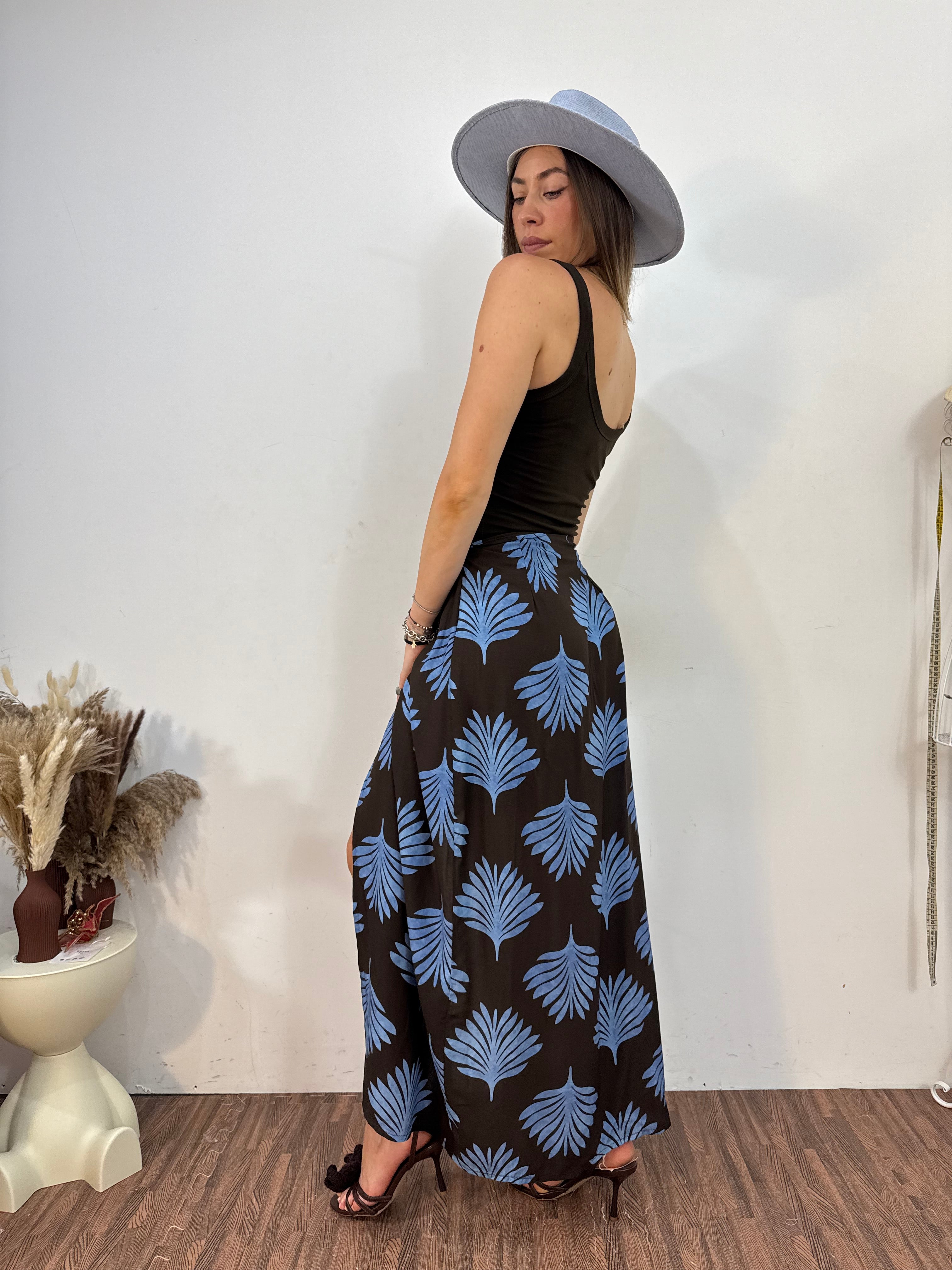 Gonna pareo fiori blu