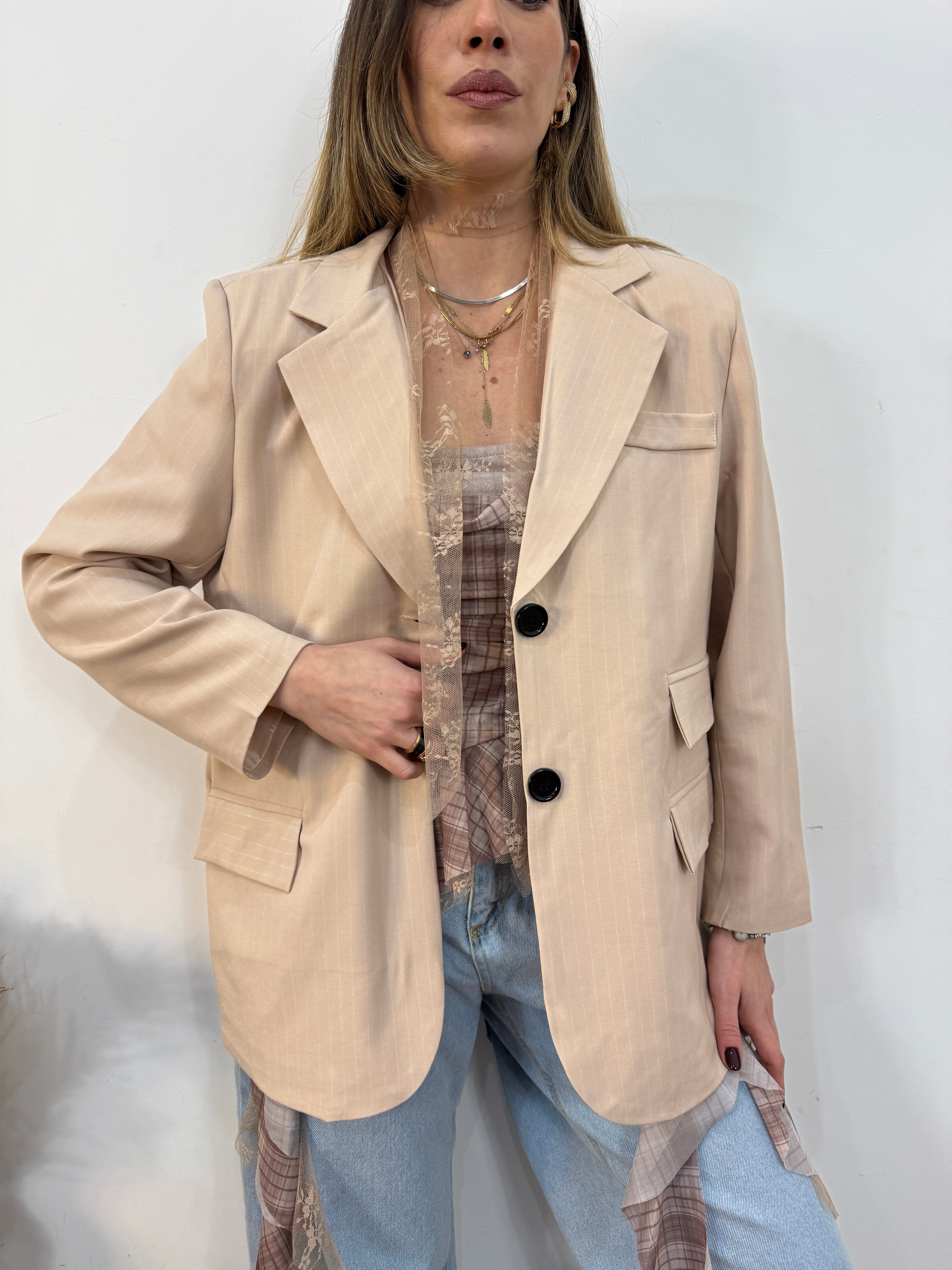 Giacca gessato lurex
