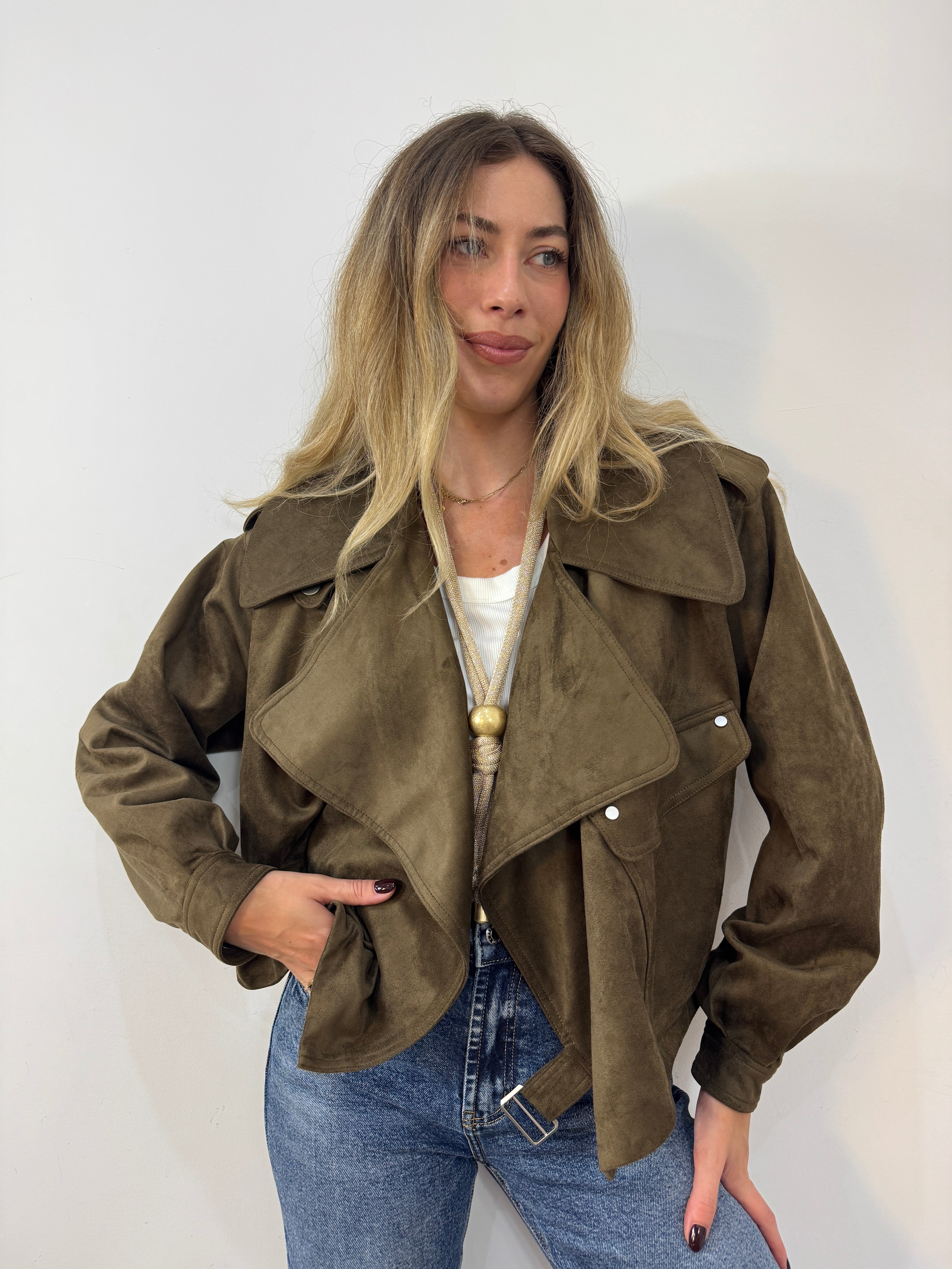 Trench crop scamosciato