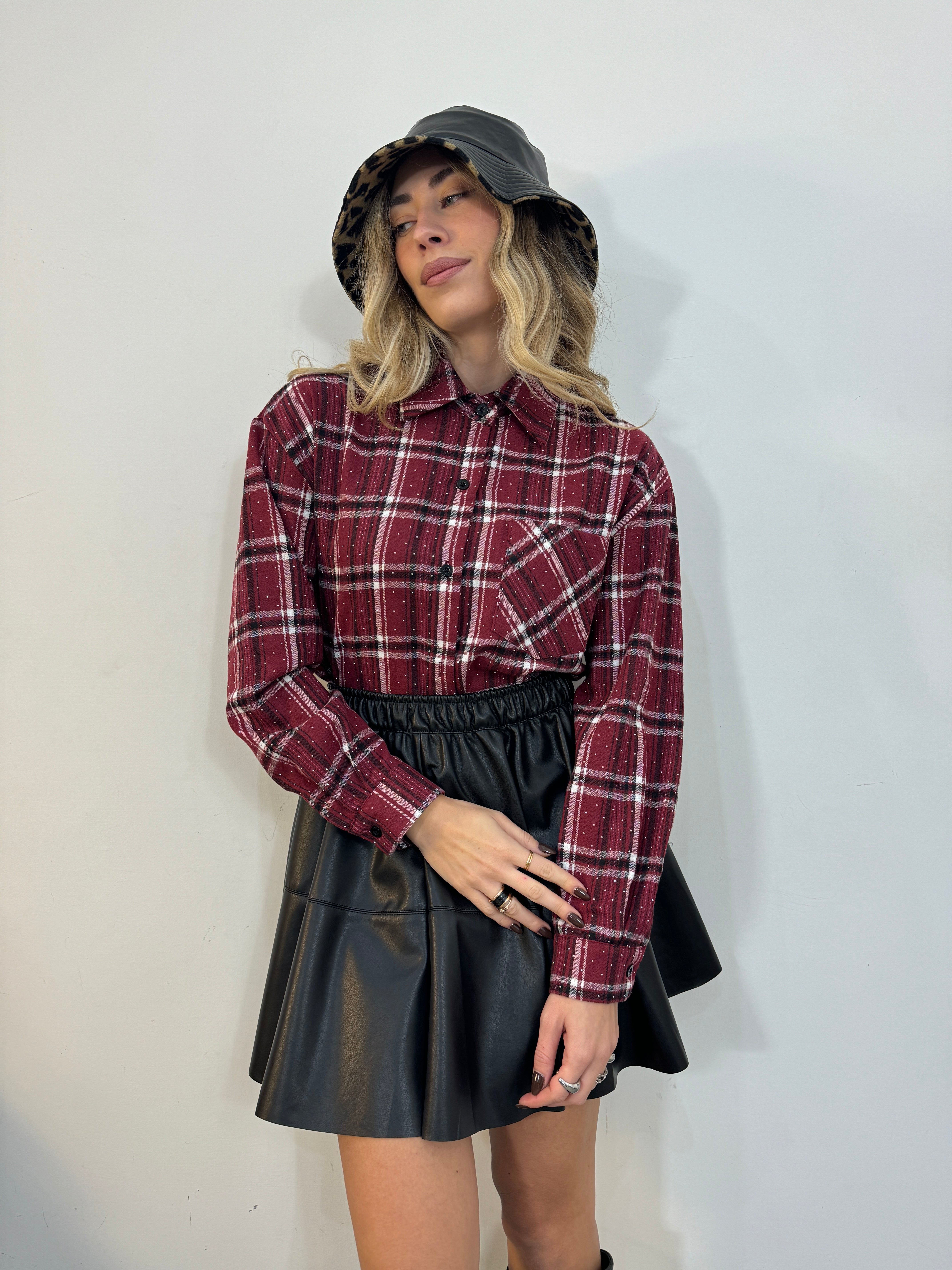 Camicia tartan wine