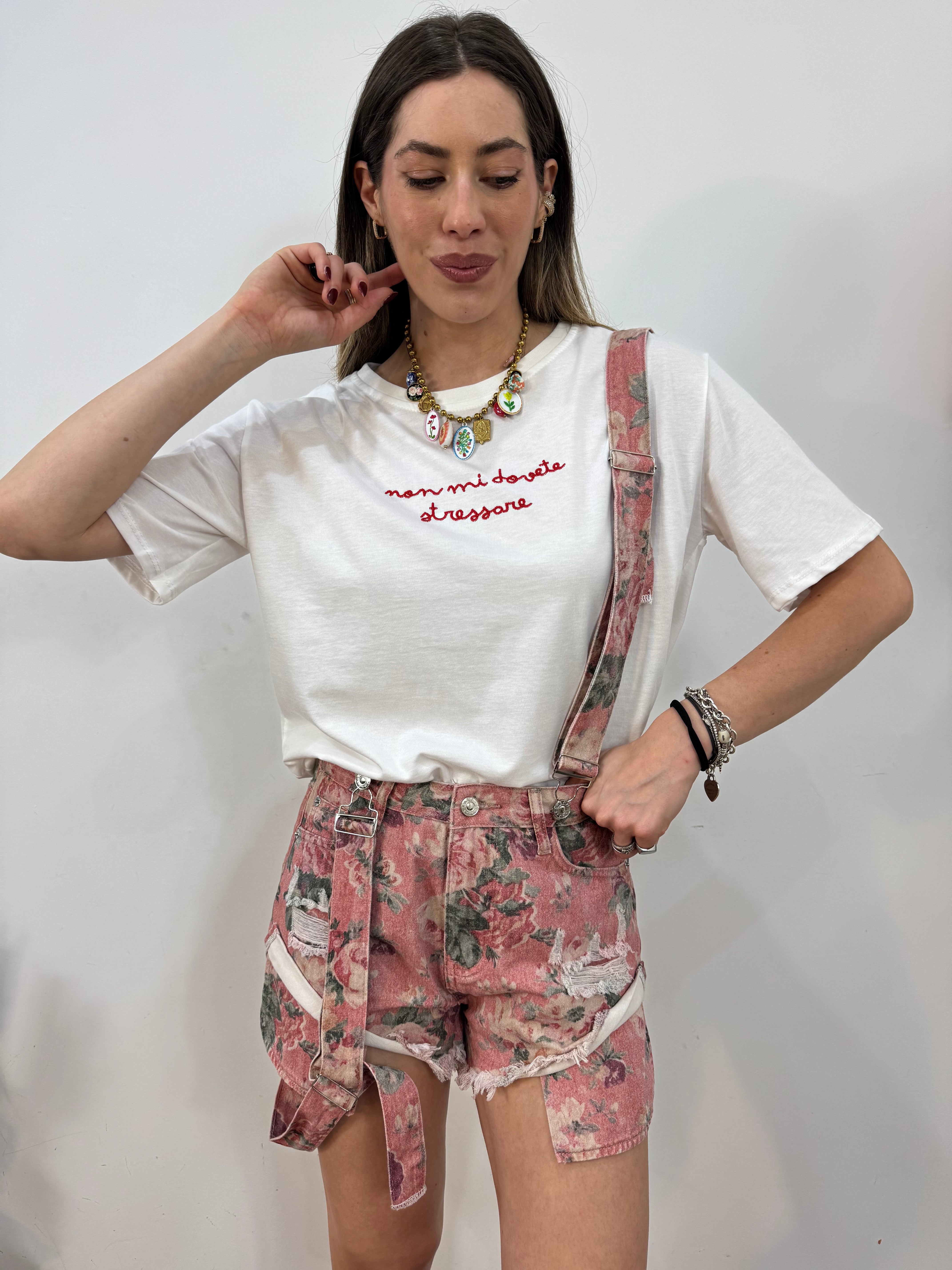 Pantaloncino con bretelle Pink